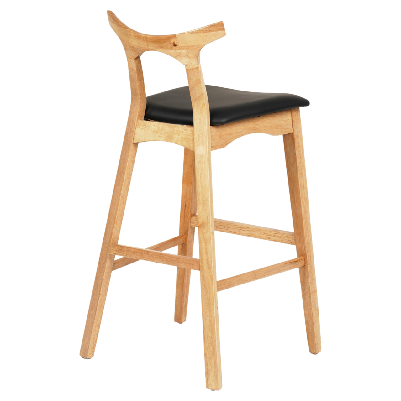 BAR STOOL USOPP HM9951.01 RUBBERWOOD IN LIGHT OAK- BLACK PU 43x41x100Hcm. [4]