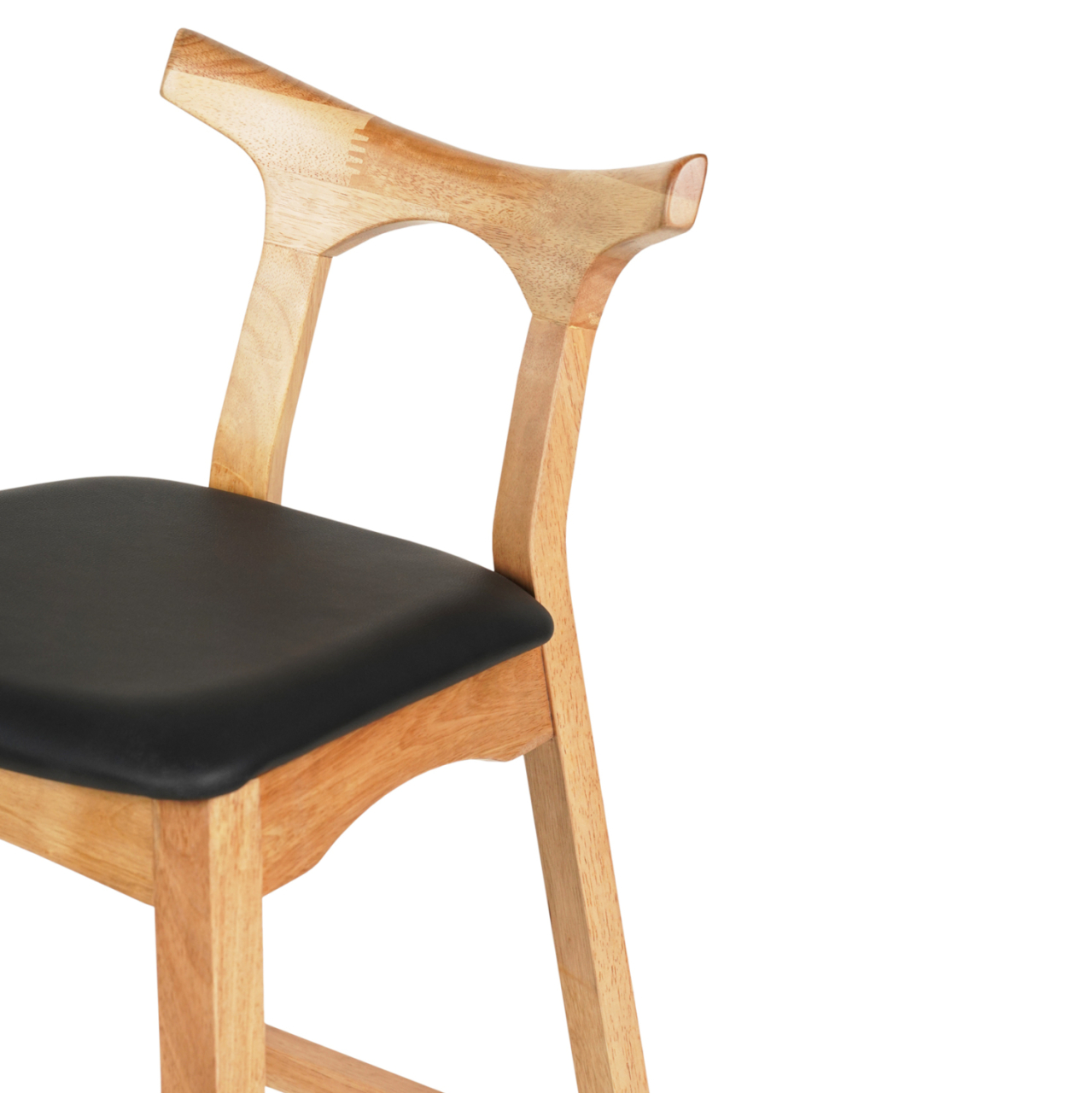 BAR STOOL USOPP HM9951.01 RUBBERWOOD IN LIGHT OAK- BLACK PU 43x41x100Hcm. [6]