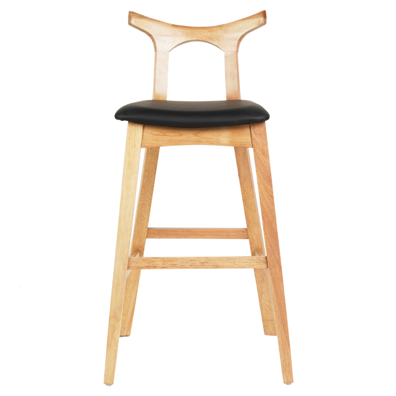BAR STOOL USOPP HM9951.01 RUBBERWOOD IN LIGHT OAK- BLACK PU 43x41x100Hcm. [3]