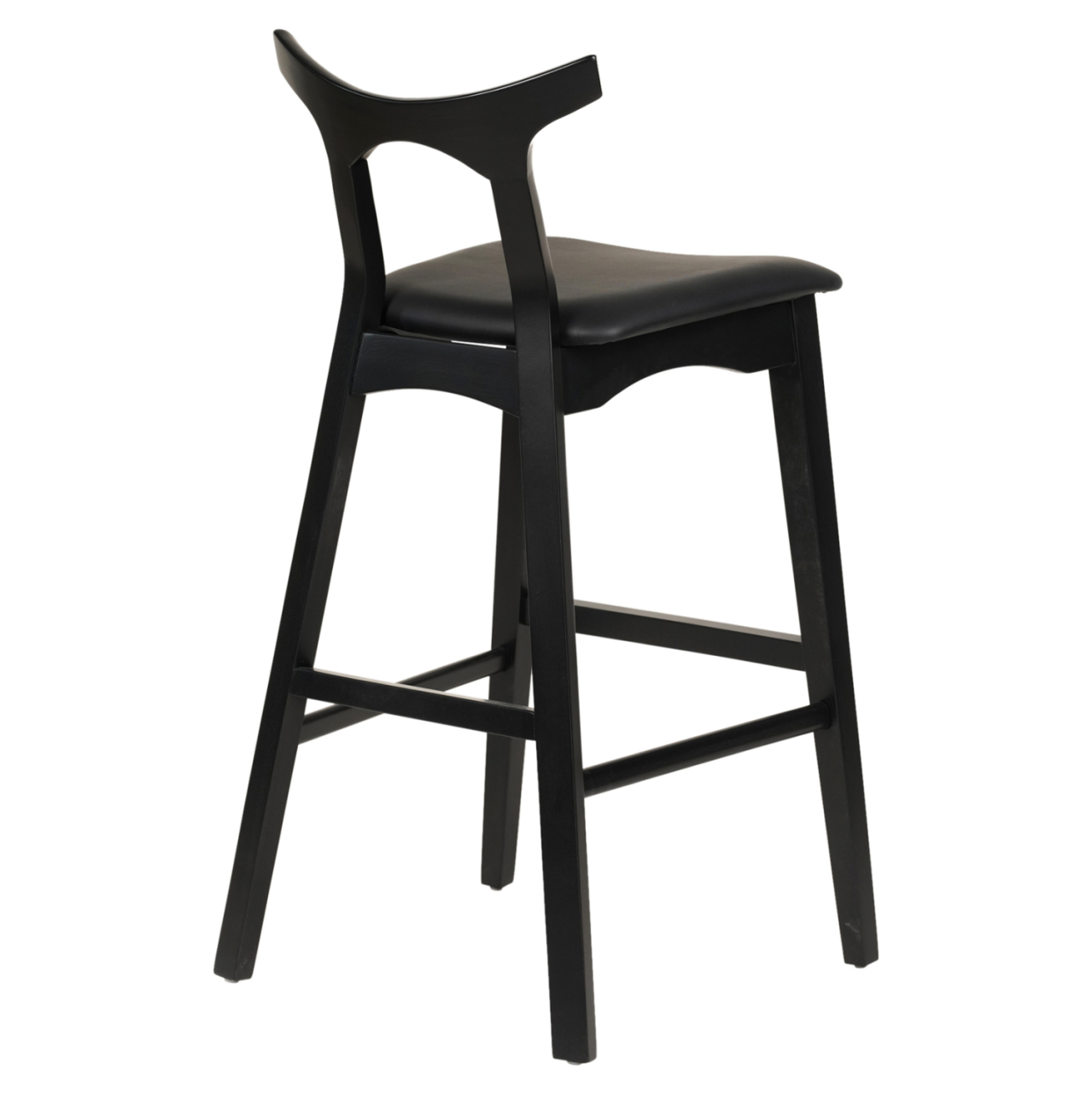 BAR STOOL USOPP HM9951.02 RUBBERWOOD and PU IN BLACK COLOR 49x53x99,5Hcm. [4]