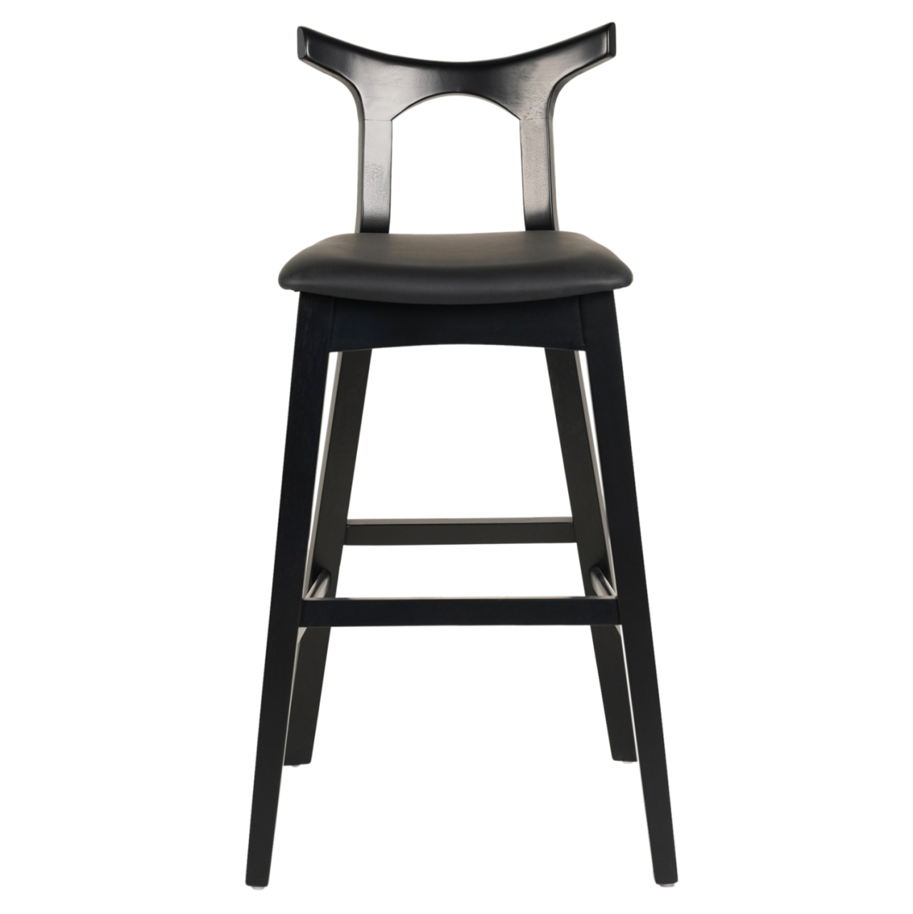 BAR STOOL USOPP HM9951.02 RUBBERWOOD and PU IN BLACK COLOR 49x53x99,5Hcm. [3]