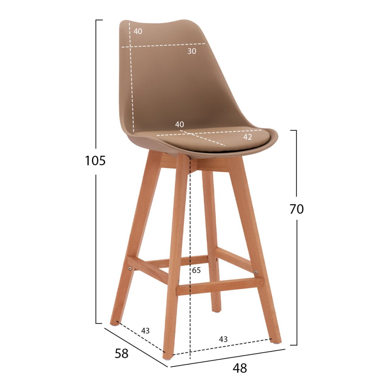 Bar Stool Vegas HM8000.45 Cappuccino color 48x58x105 cm [2]