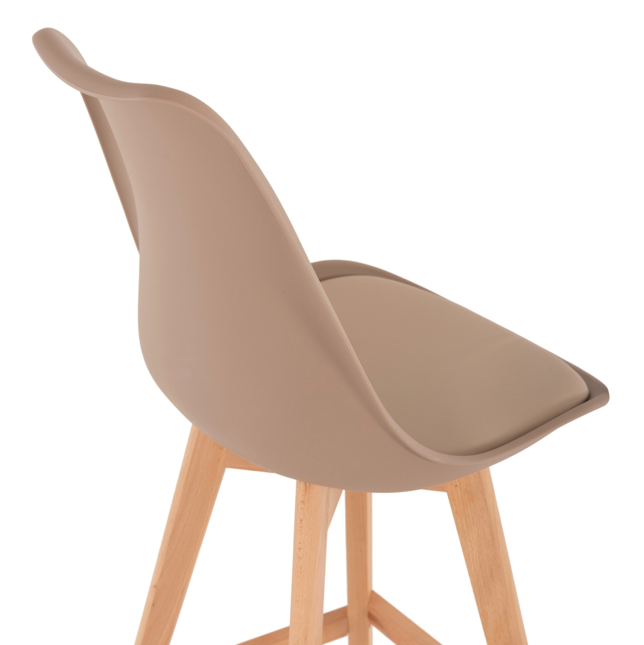 BAR STOOL VEGAS HM8000.55 MEDIUM HEIGHT CAPPUCCINO POLYPROPYLENE NATURAL BEECH WOOD 47x58x100Hcm. [10]