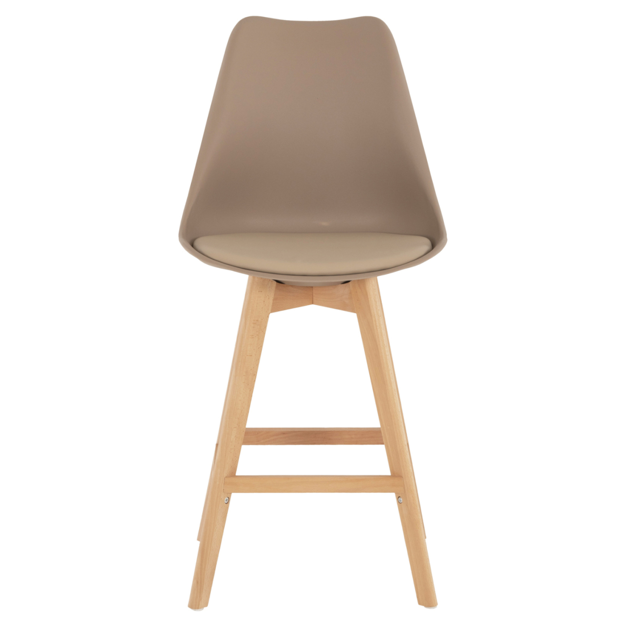 BAR STOOL VEGAS HM8000.55 MEDIUM HEIGHT CAPPUCCINO POLYPROPYLENE NATURAL BEECH WOOD 47x58x100Hcm. [3]