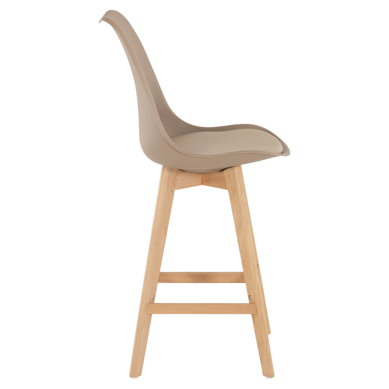BAR STOOL VEGAS HM8000.55 MEDIUM HEIGHT CAPPUCCINO POLYPROPYLENE NATURAL BEECH WOOD 47x58x100Hcm. [4]