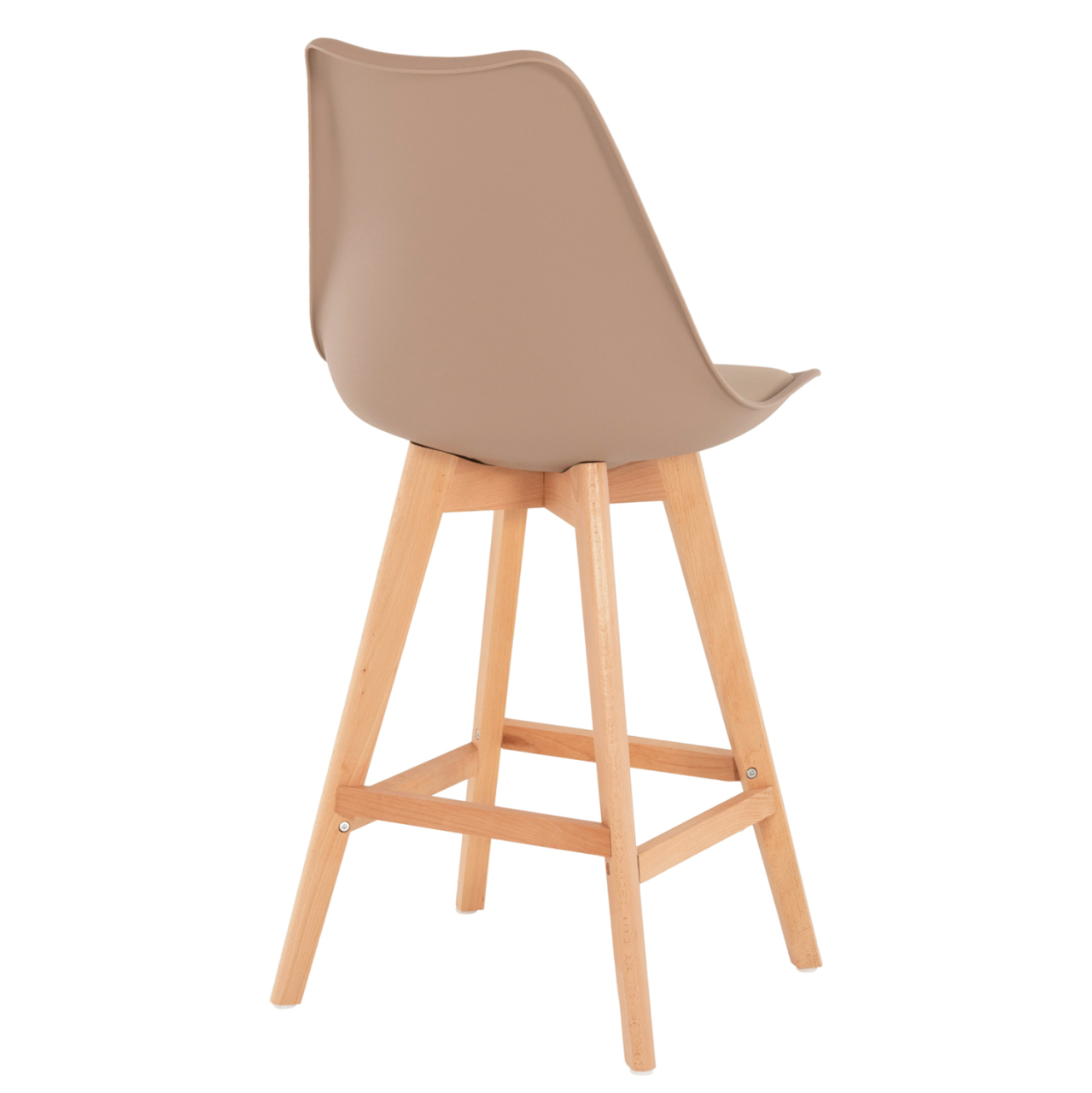 BAR STOOL VEGAS HM8000.55 MEDIUM HEIGHT CAPPUCCINO POLYPROPYLENE NATURAL BEECH WOOD 47x58x100Hcm. [5]