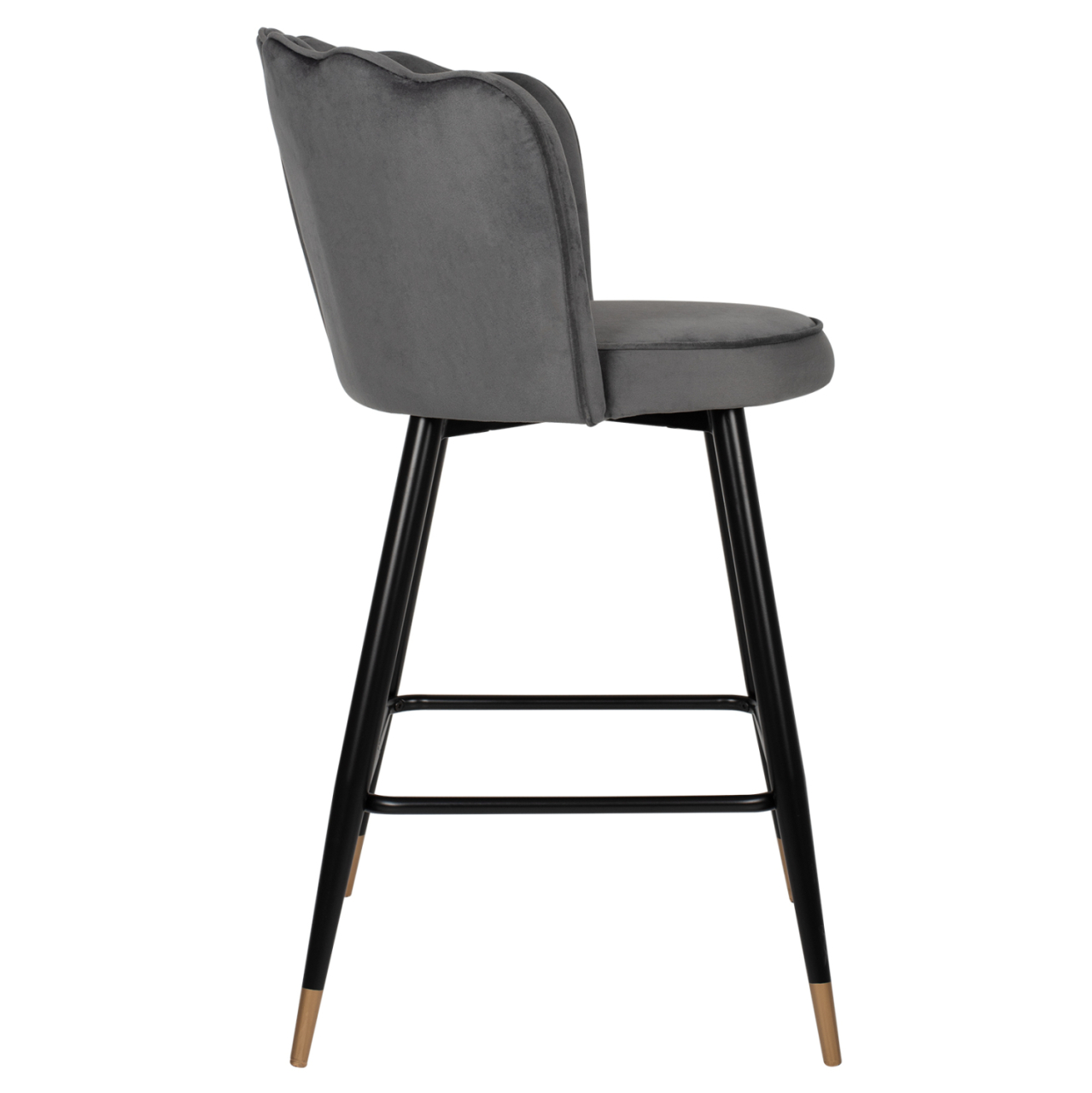 BAR STOOL VESNA HM8736.01 GREY VELVET METAL FRAME IN BLACK 50x50x90Hcm. [4]
