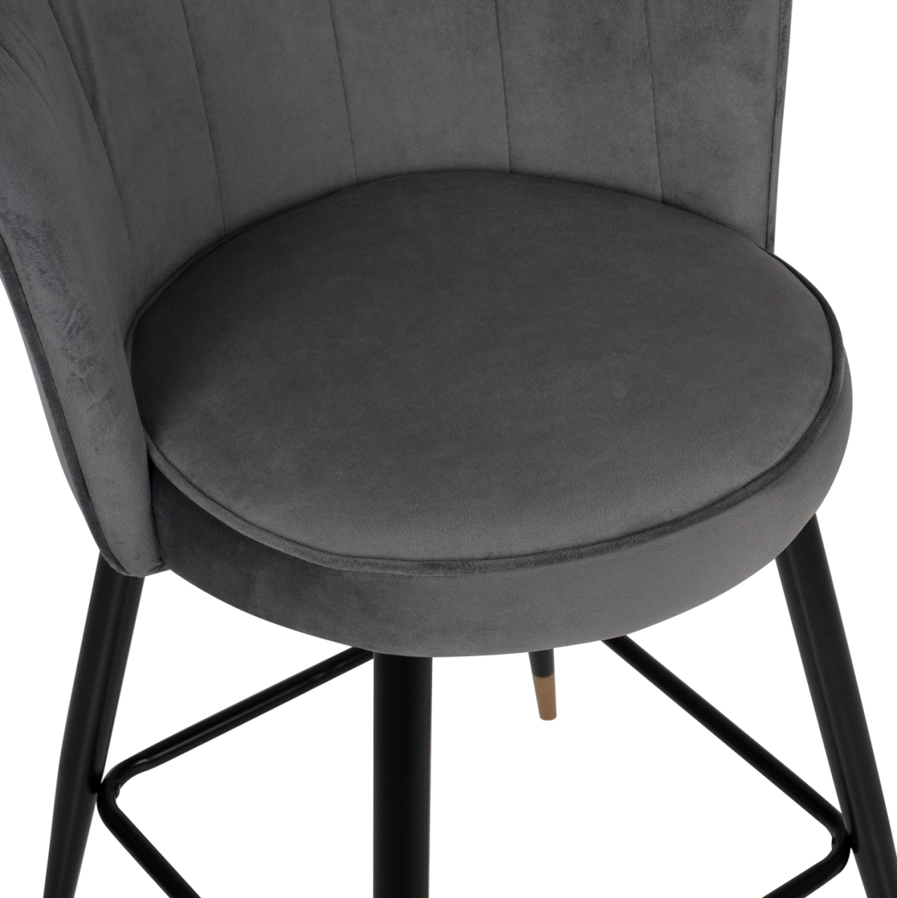 BAR STOOL VESNA HM8736.01 GREY VELVET METAL FRAME IN BLACK 50x50x90Hcm. [8]