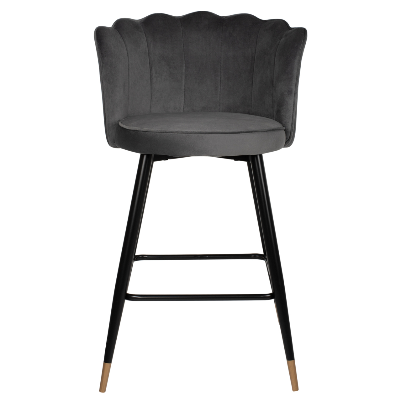 BAR STOOL VESNA HM8736.01 GREY VELVET METAL FRAME IN BLACK 50x50x90Hcm. [3]