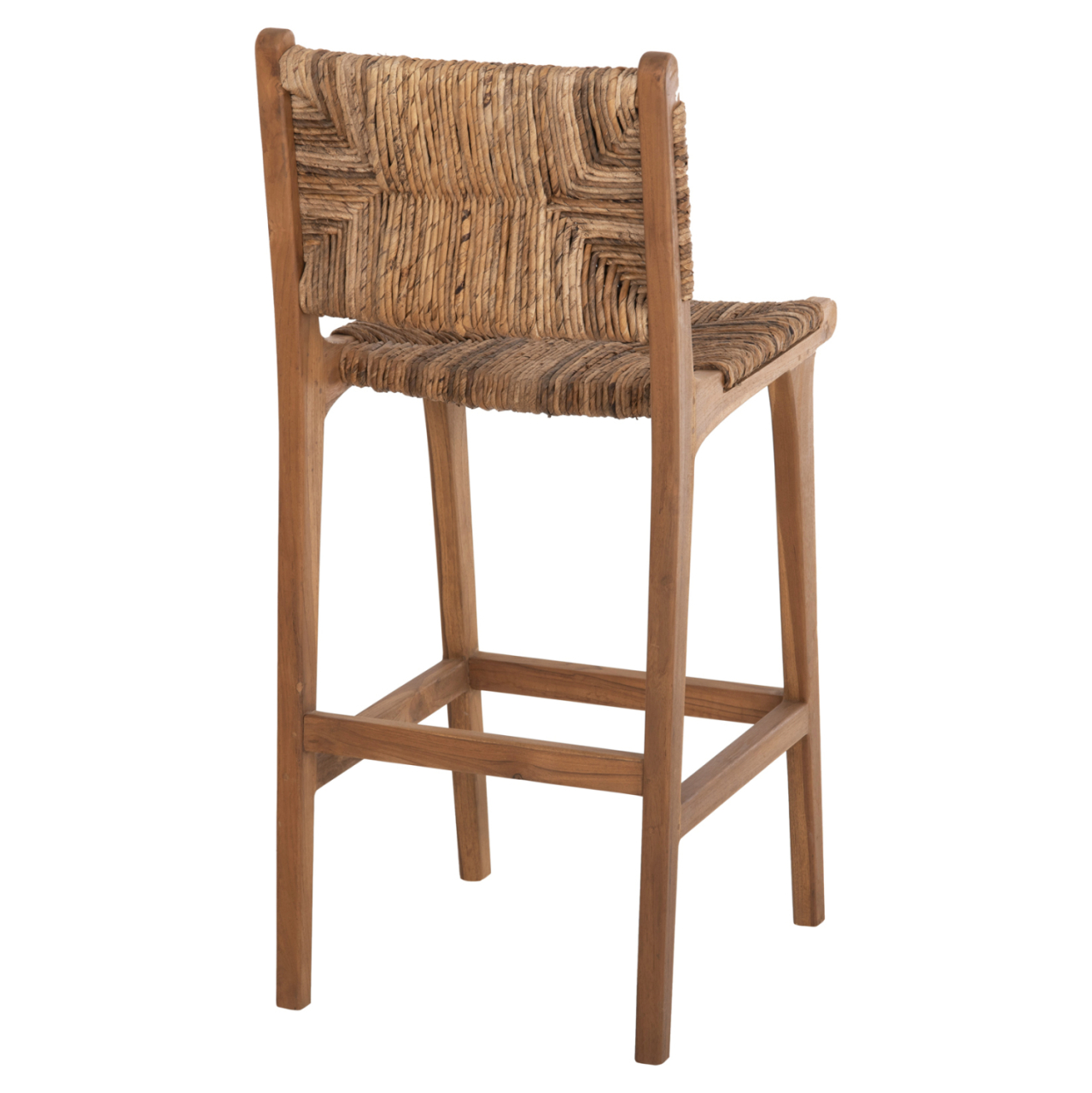 BAR STOOL WALTER HM9841 TEAK WOOD IN NATURAL-RUSH MATT 46x55x105Hcm. [5]