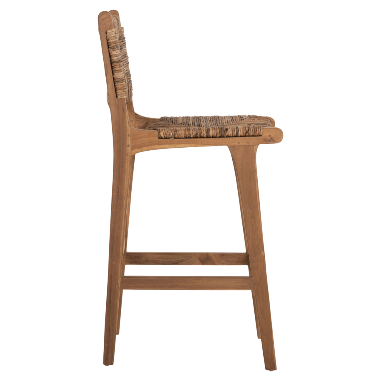 BAR STOOL WALTER HM9841 TEAK WOOD IN NATURAL-RUSH MATT 46x55x105Hcm. [4]
