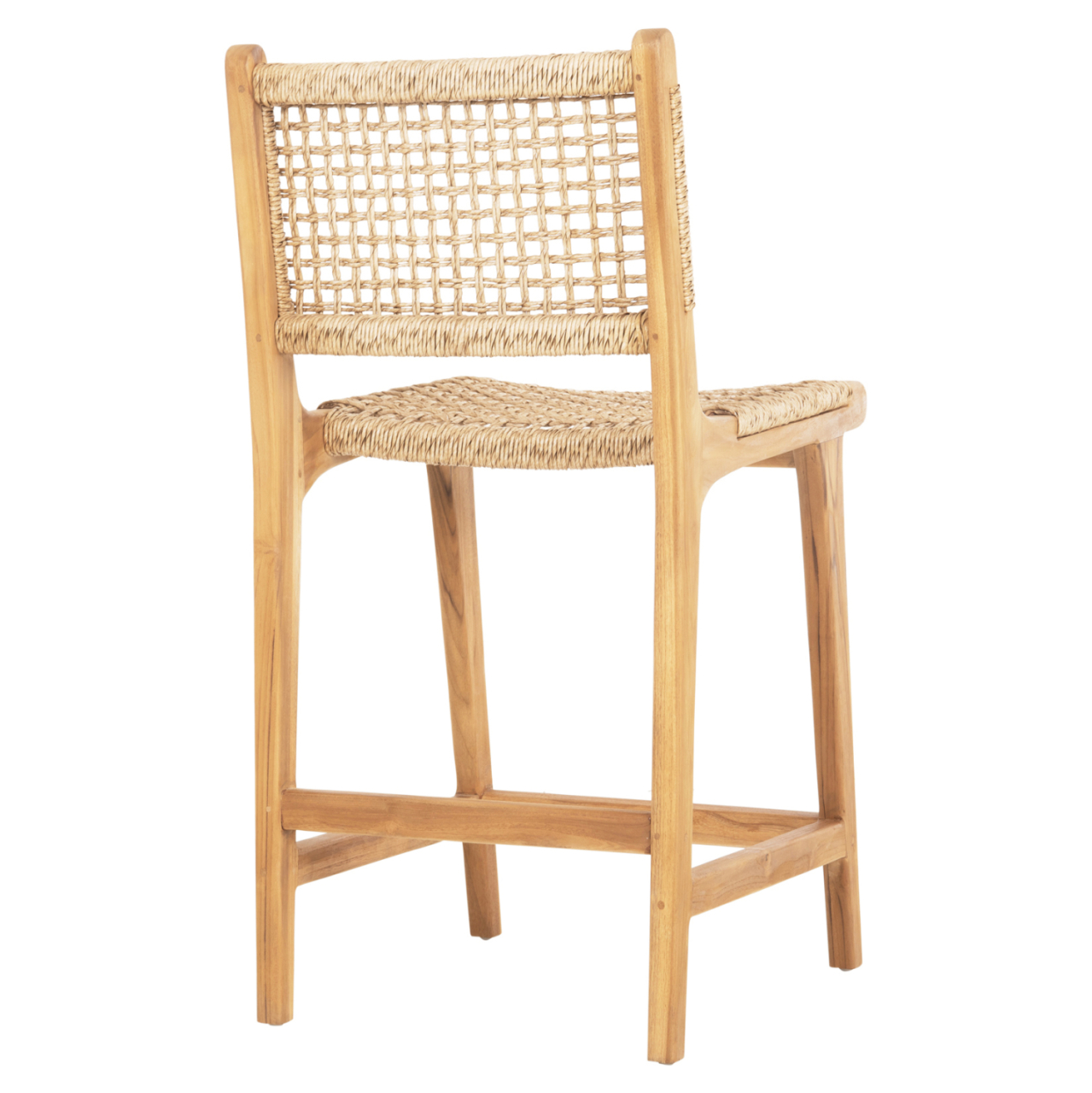 BAR STOOL WITH BACKREST NESHA HM9381.11 TEAK WOOD and VIRO ROPE 46x48.5x96Η cm. [5]