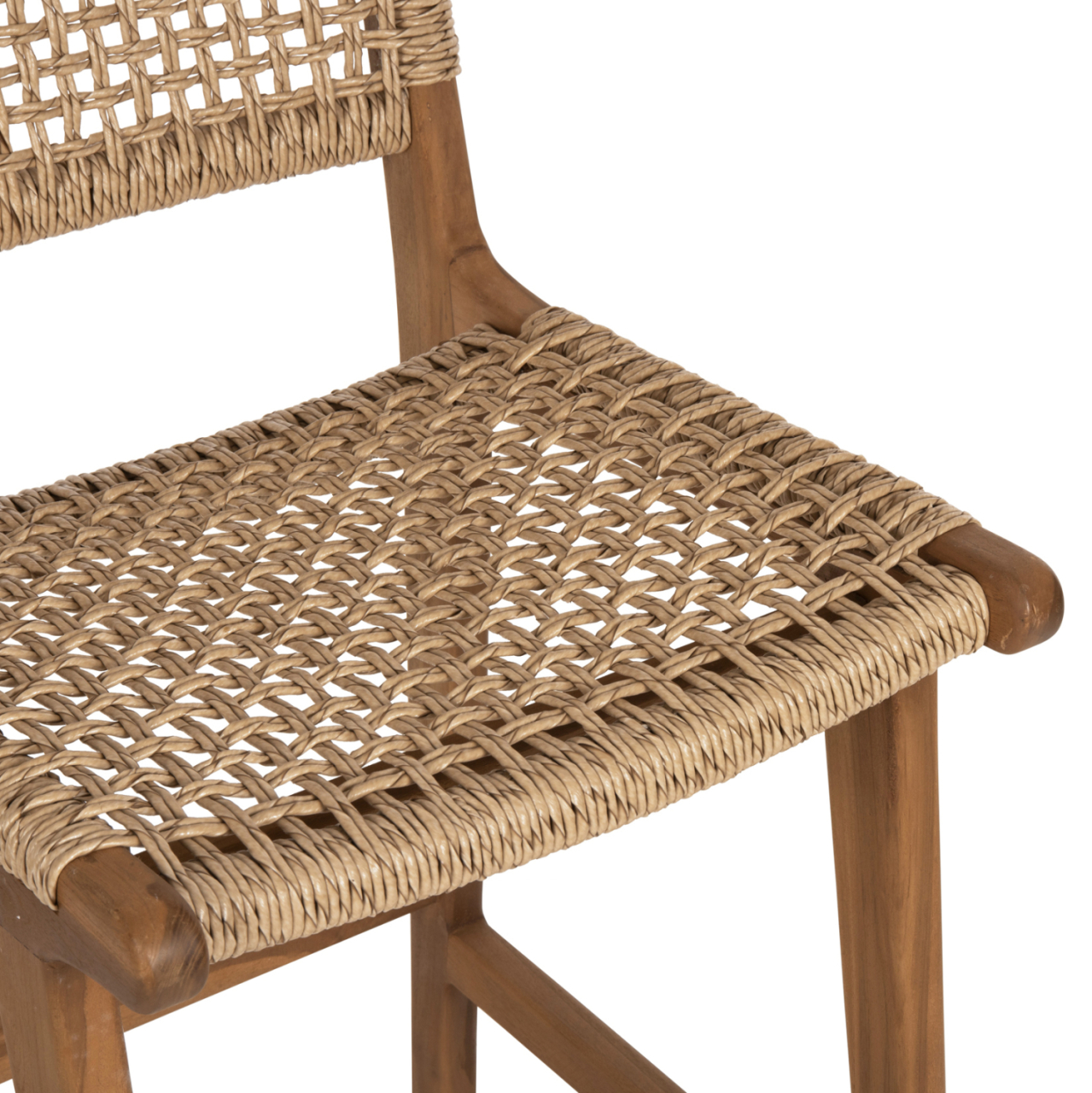 BAR STOOL WITH BACKREST NESHA HM9788 TEAK WOOD IN NATURAL-BEIGE ROPE 45x57x110Hcm. [8]