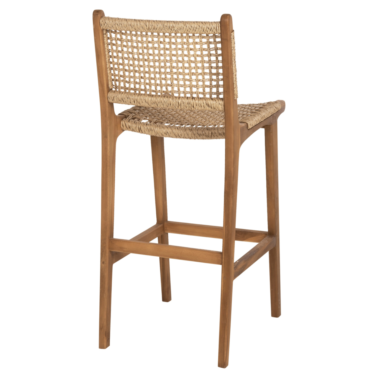 BAR STOOL WITH BACKREST NESHA HM9788 TEAK WOOD IN NATURAL-BEIGE ROPE 45x57x110Hcm. [5]