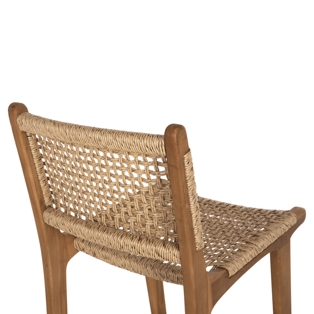 BAR STOOL WITH BACKREST NESHA HM9788 TEAK WOOD IN NATURAL-BEIGE ROPE 45x57x110Hcm. [9]