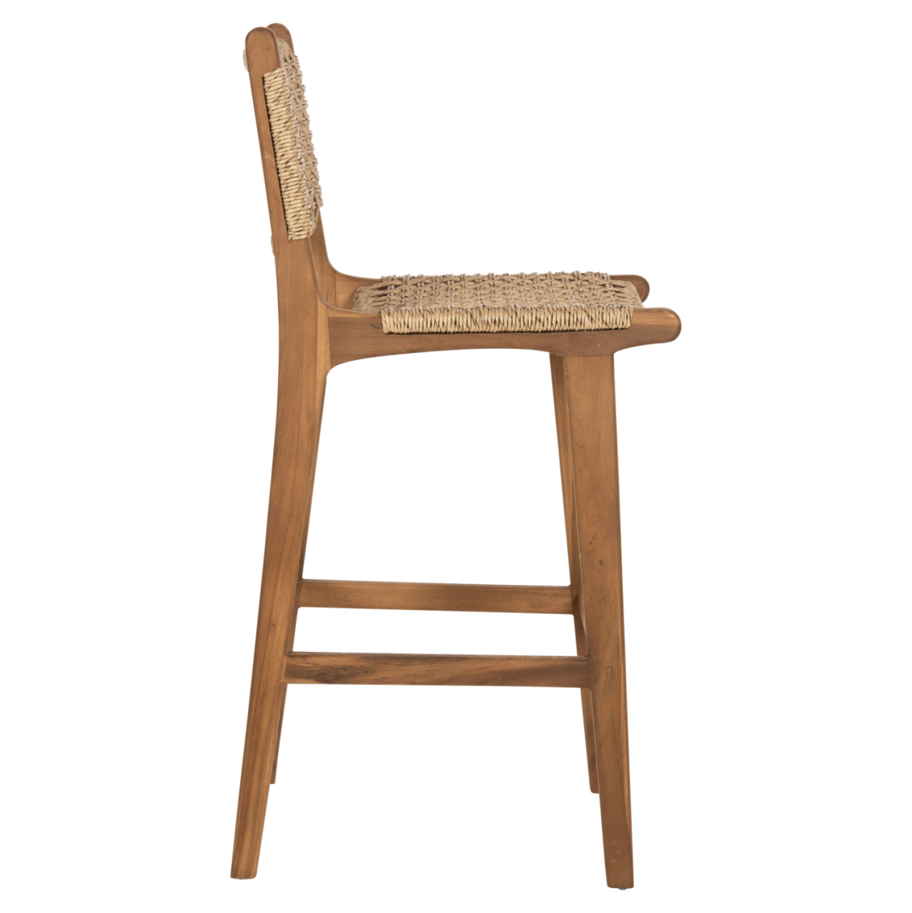 BAR STOOL WITH BACKREST NESHA HM9788 TEAK WOOD IN NATURAL-BEIGE ROPE 45x57x110Hcm. [4]