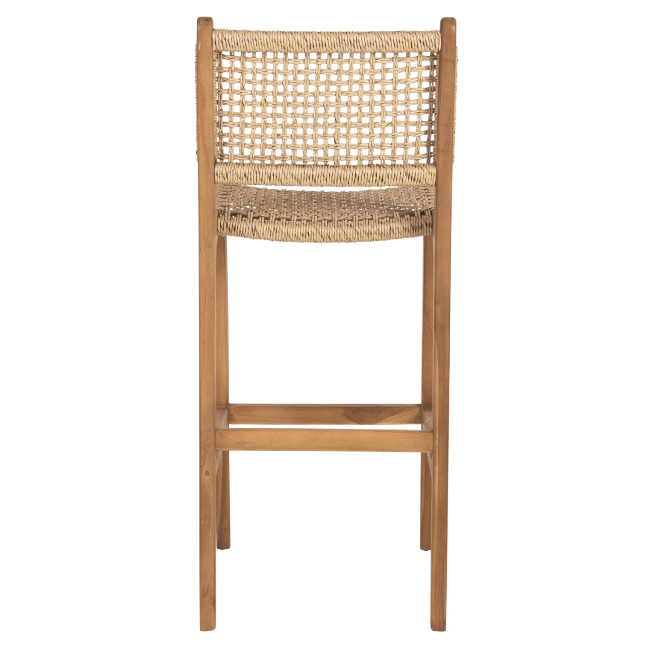 BAR STOOL WITH BACKREST NESHA HM9788 TEAK WOOD IN NATURAL-BEIGE ROPE 45x57x110Hcm. [6]