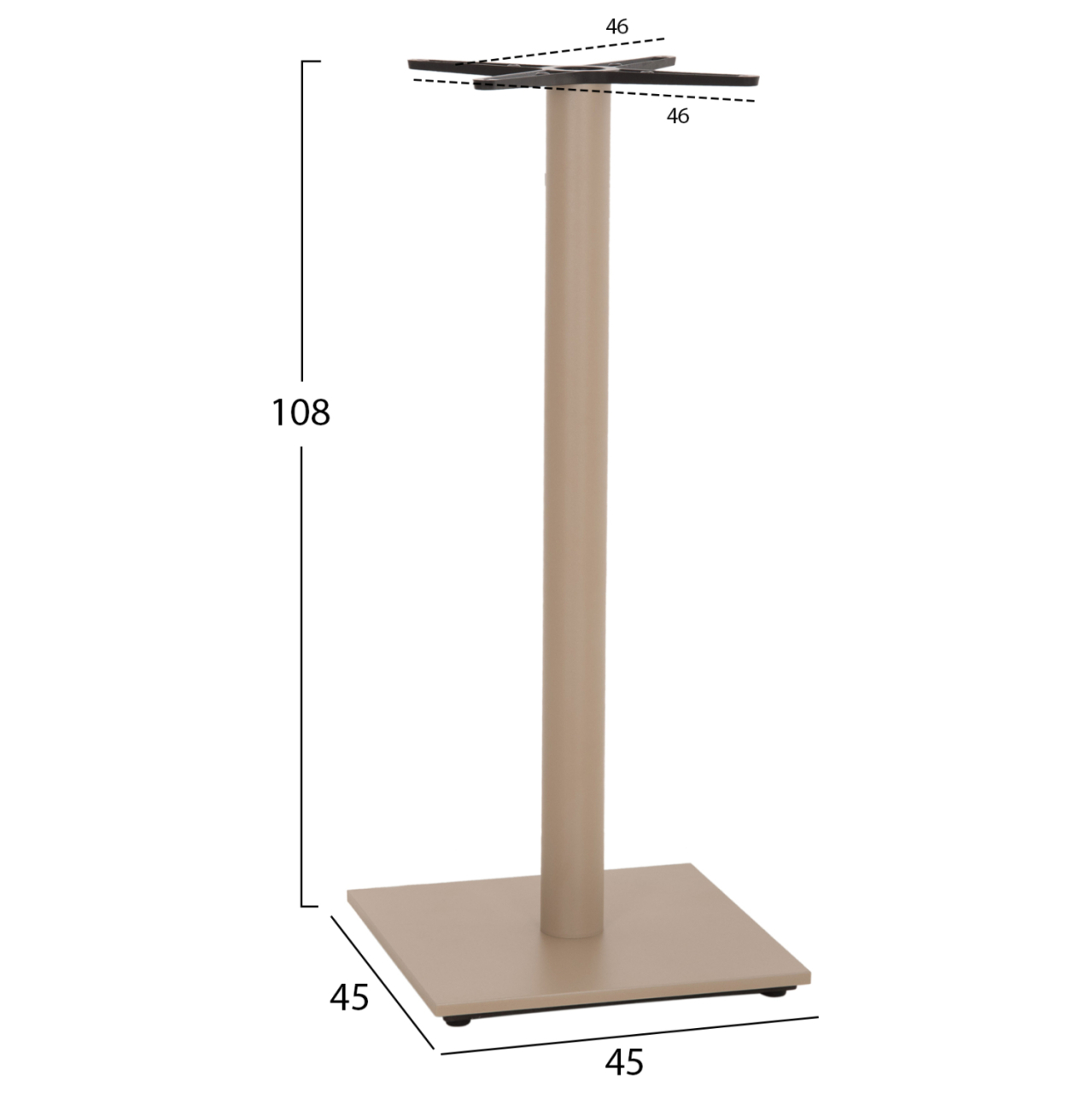 BAR TABLE BASE HM439.25 METAL IN CAPPUCCINO MATTE-HEIGHT ADJUSTERS 46x46x108Hcm. [2]