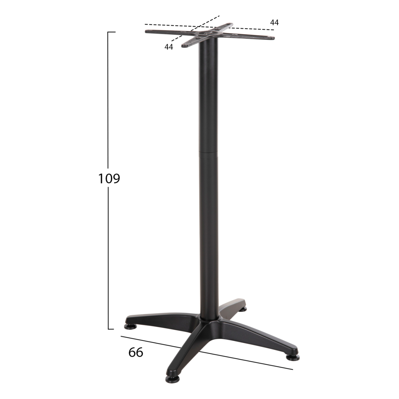 BAR TABLE BASE HM450.03 ALUMINUM IN BLACK 4-PRONGED WITH 44x44cm. CROSS [2]