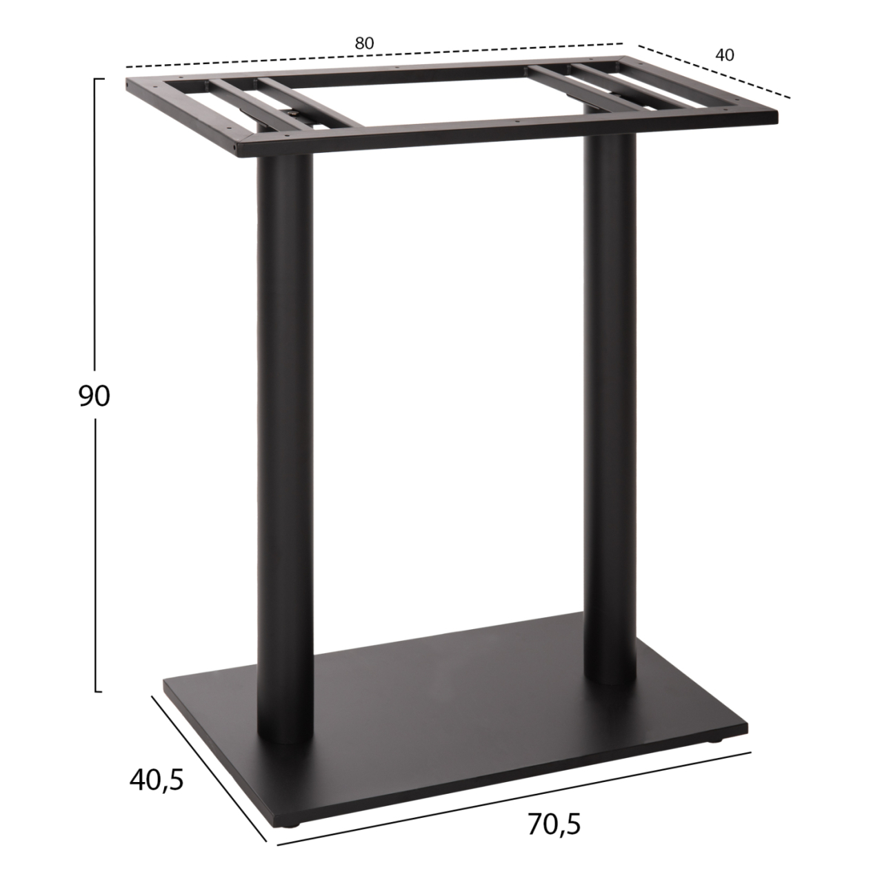 BAR TABLE BASE HM478.01 MEDIUM HEIGHT MATTE BLACK METAL 2-PILLAR 40Χ80Χ90Hcm. [2]