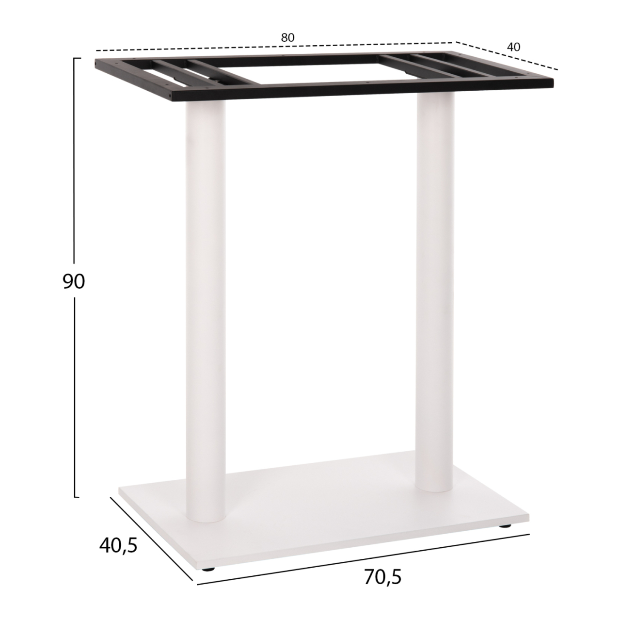 BAR TABLE BASE HM478.02 MEDIUM HEIGHT MATTE WHITE METAL 2-PILLAR 40Χ80Χ90Hcm. [2]