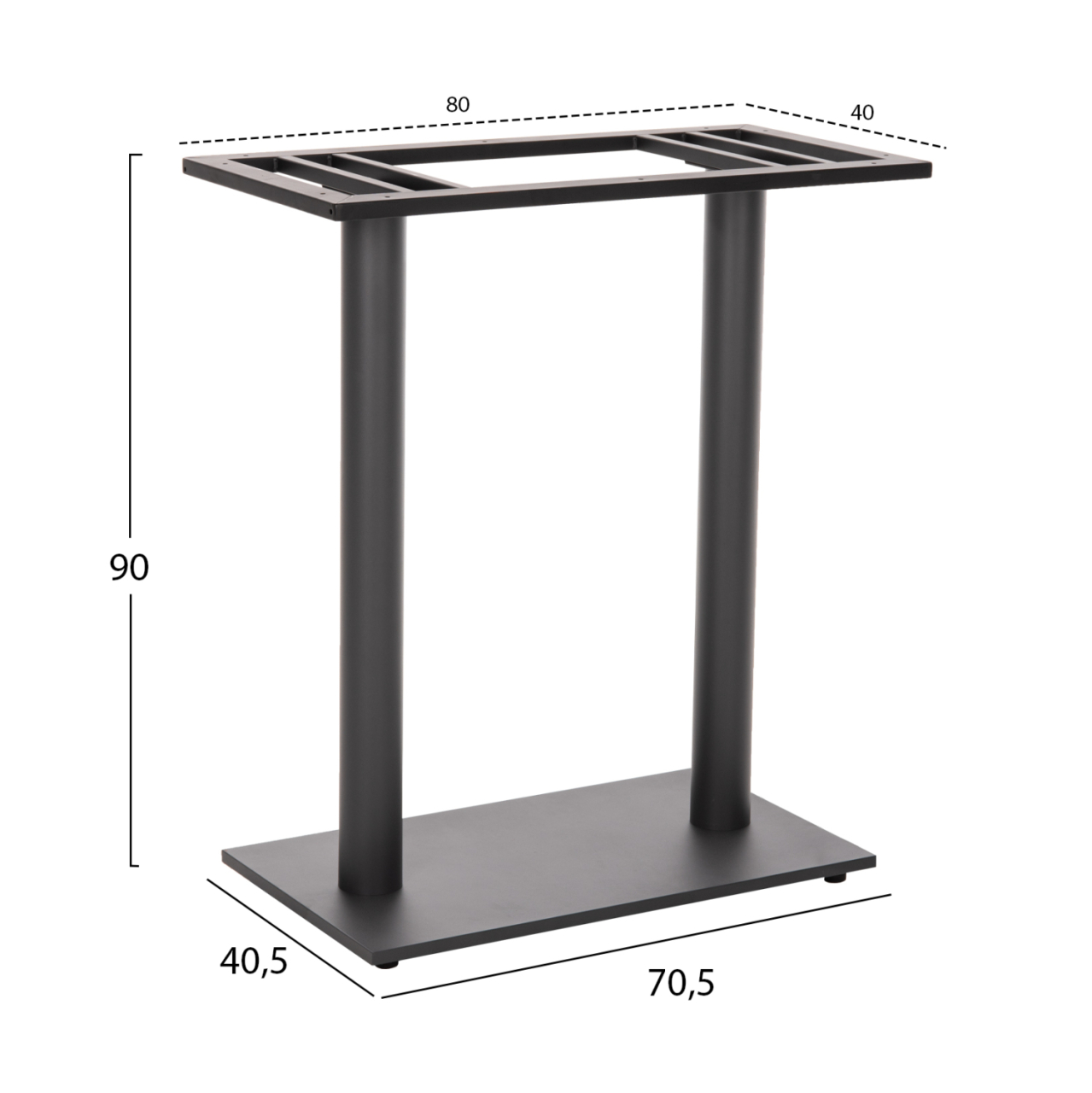 BAR TABLE BASE HM478.20 MEDIUM HEIGHT MATTE GREY METAL 2-PILLAR 40Χ80Χ90Hcm. [2]