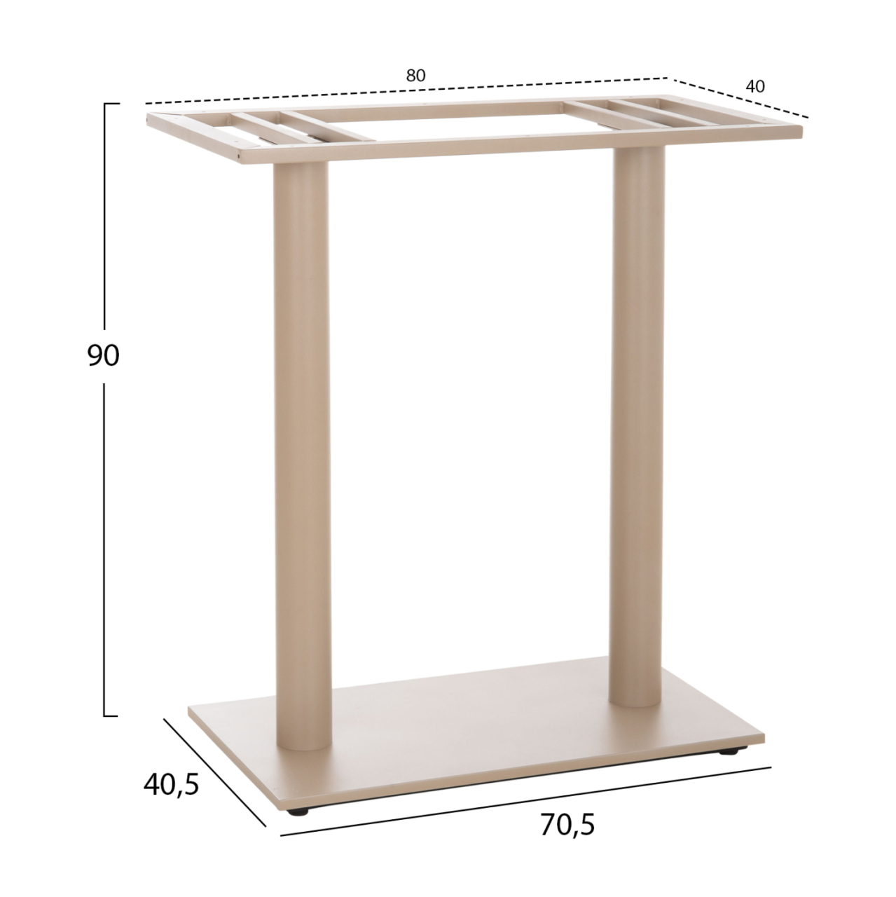 BAR TABLE BASE MED.HEIGHT 2-COLUMN HM478.25 METAL IN CAPPUCCINO MATTE 80x40x90Hcm. [2]