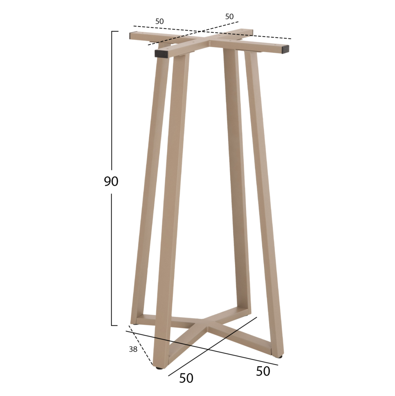BAR TABLE BASE MEDIUM HEIGHT HM477.25 METAL IN CAPPUCCINO 50x50x90Hcm. [2]
