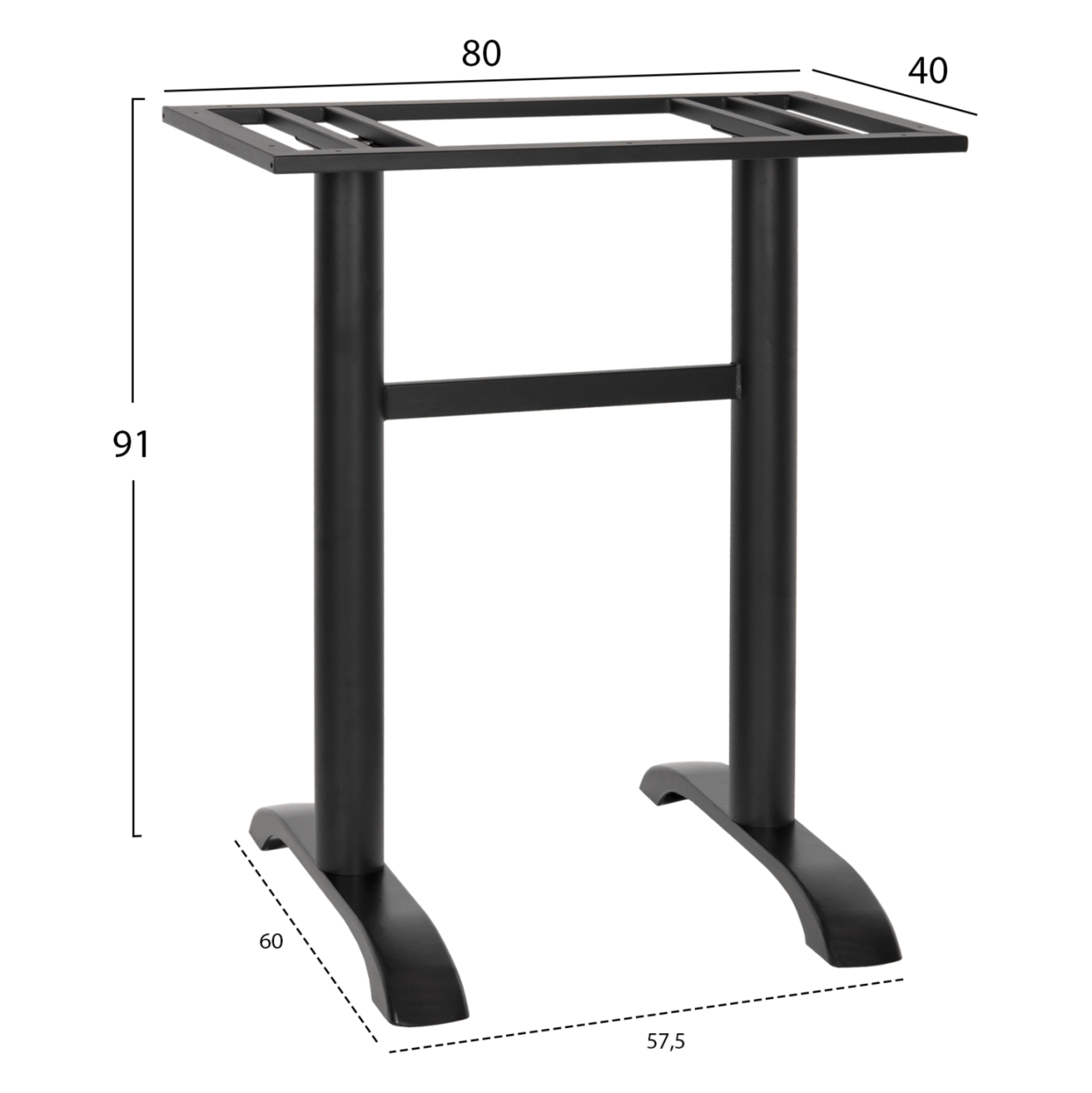 BAR TABLE BASE METAL MEDIUM HEIGHT HM479.01 DOUBLE IN BLACK COLOR 40Χ80Χ91Hcm. [2]