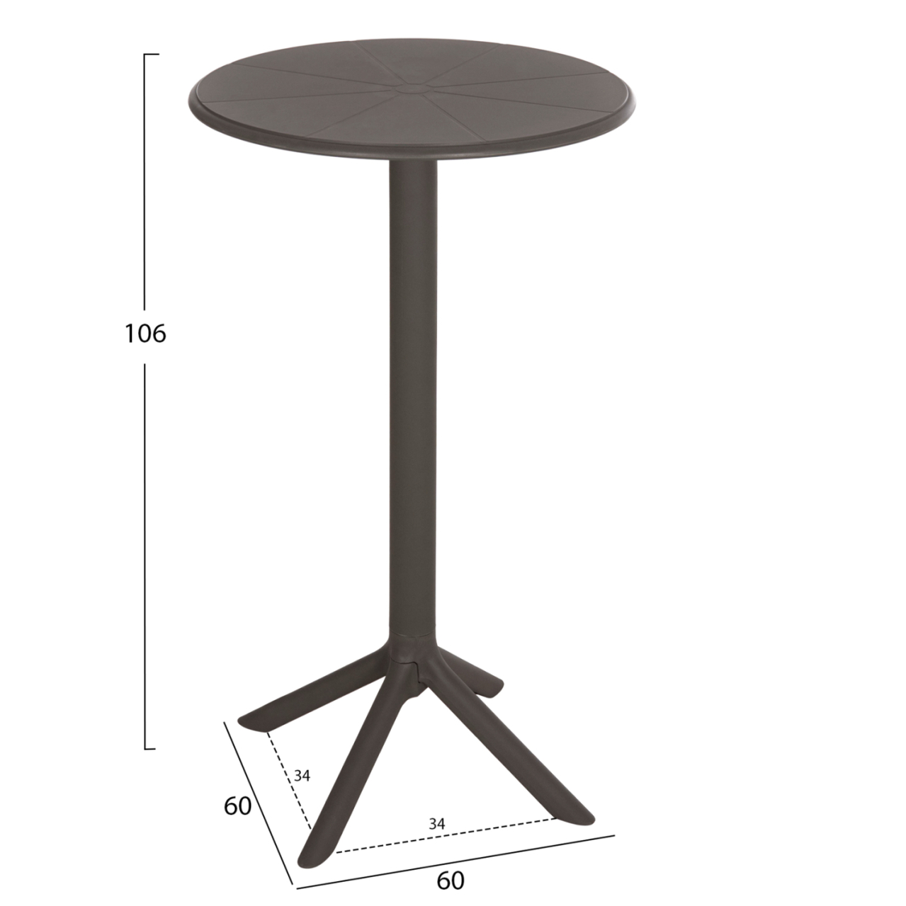 BAR TABLE ROUND TERRIN HM6126.15 POLYPROPYLENE IN DARK OLIVE GREEN Φ60x106Hcm. [2]