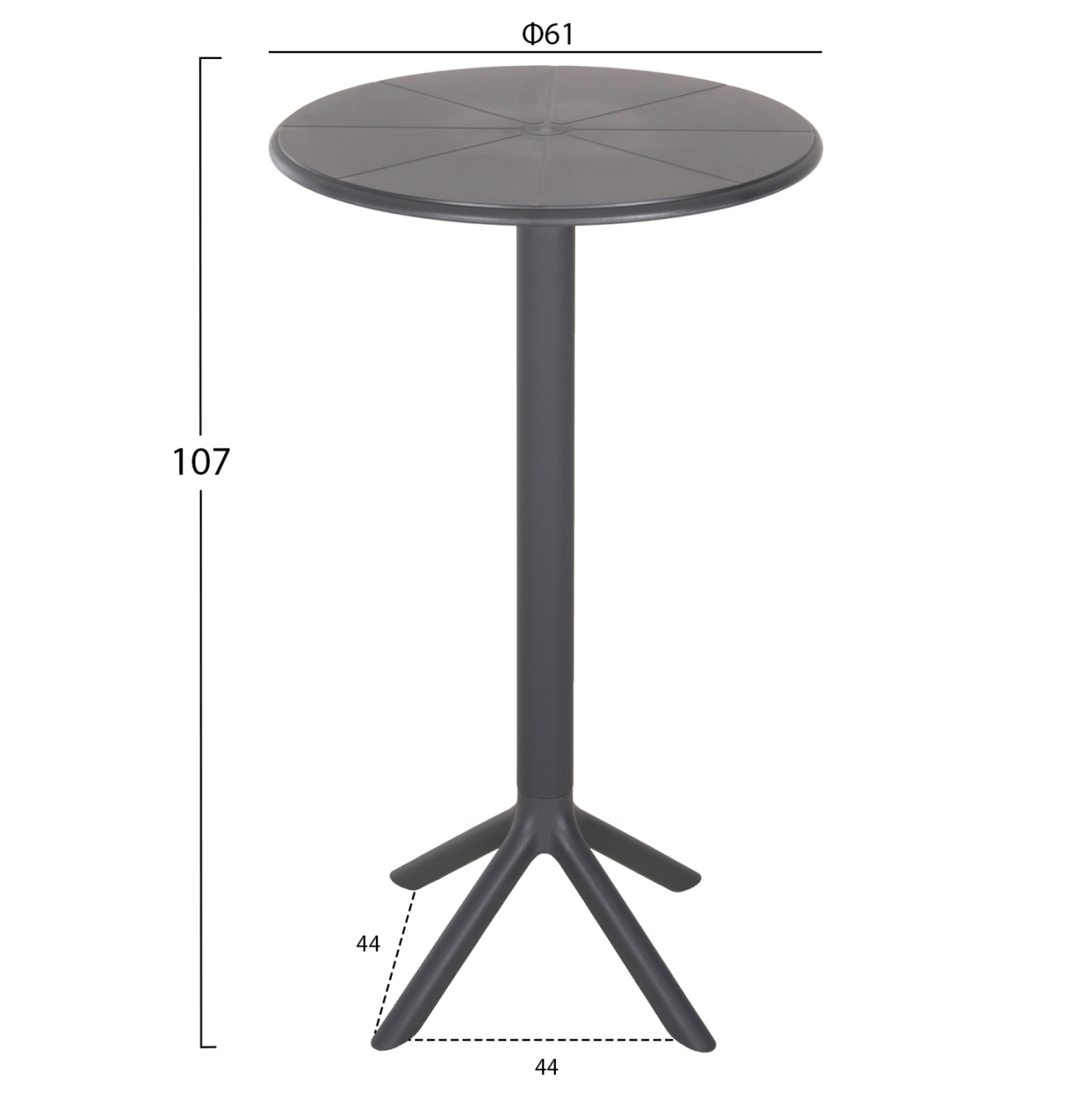 BAR TABLE ROUND TERRIN HM6126.20 POLYPROPYLENE GREY Φ60x106Hcm. [2]