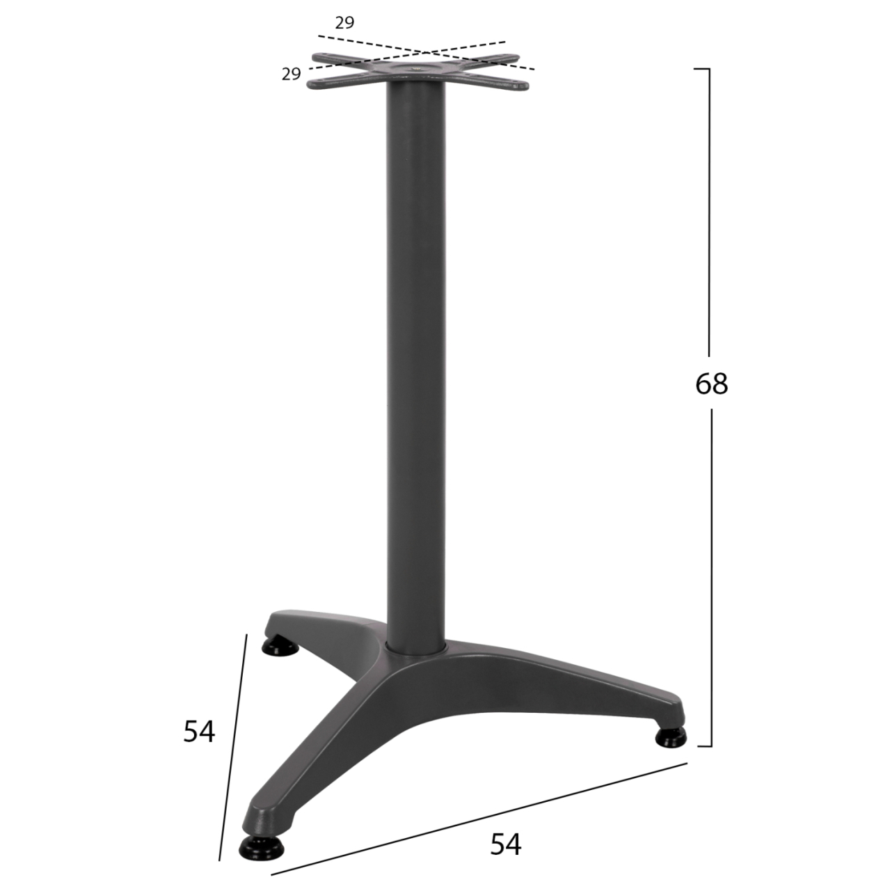 Base Aluminum 3legs 53x53x69 with cross 29x29 HM449 [2]