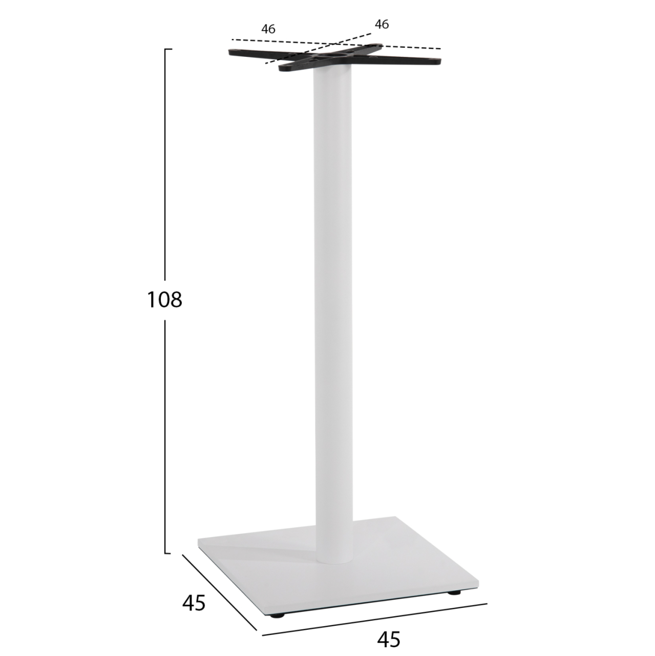 BASE FOR BAR TABLE HM439.02 METAL IN WHITE MATTE WITH HEIGHT ADJUSTERS 46Χ46Χ108Hcm. [2]