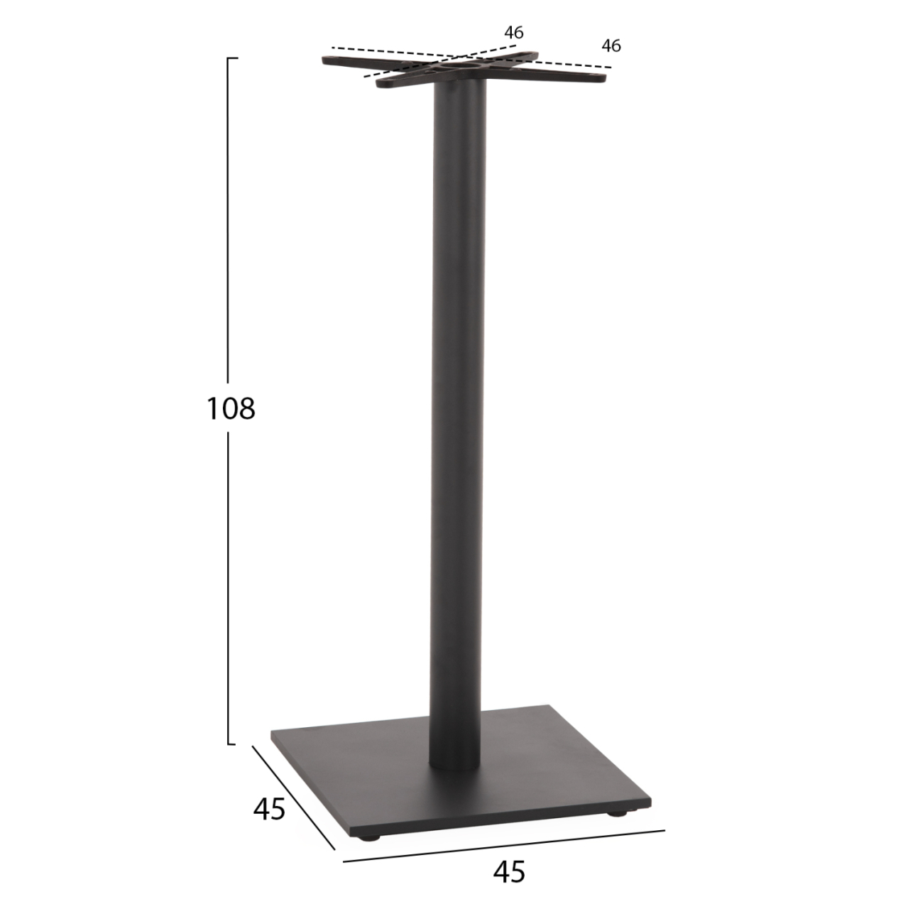 BASE FOR BAR TABLE HM439.20 MATTE GREY METAL WITH HEIGHT ADJUSTERS 46Χ46Χ108Hcm. [2]