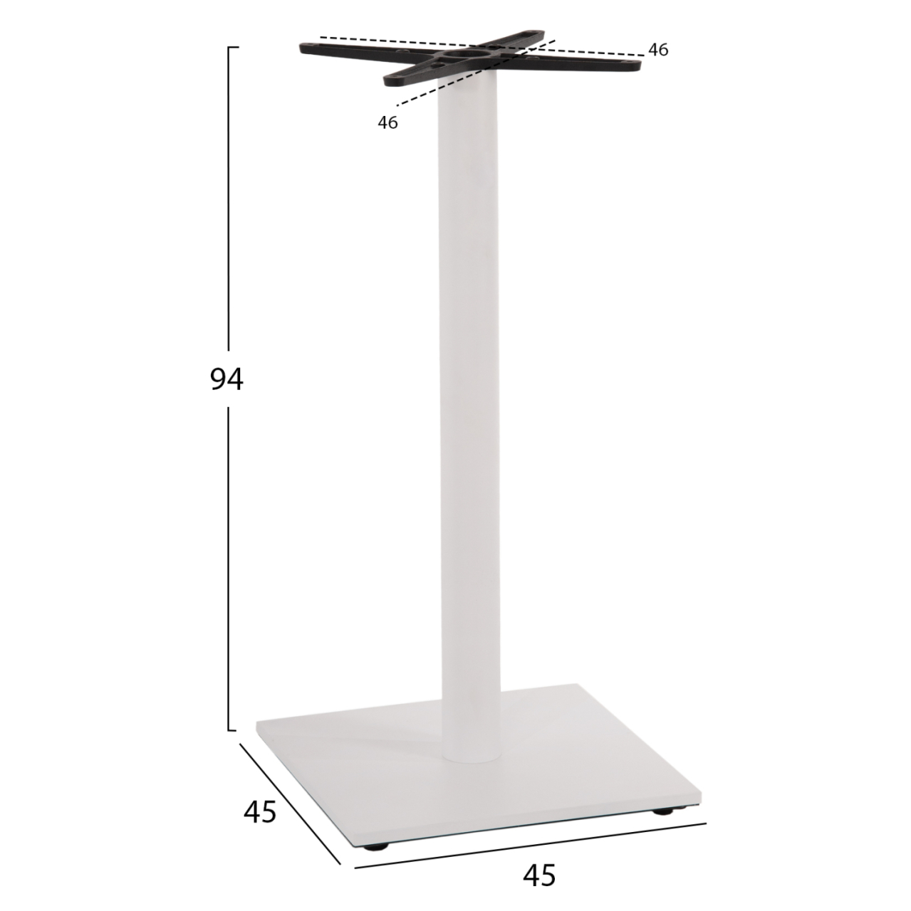 BASE FOR BAR TABLE HM474.02 MEDIUM HEIGHT-MATTE WHITE METAL-HEIGHT ADJUSTERS-CROSS 46Χ46cm 45Χ45Χ94Hcm [2]