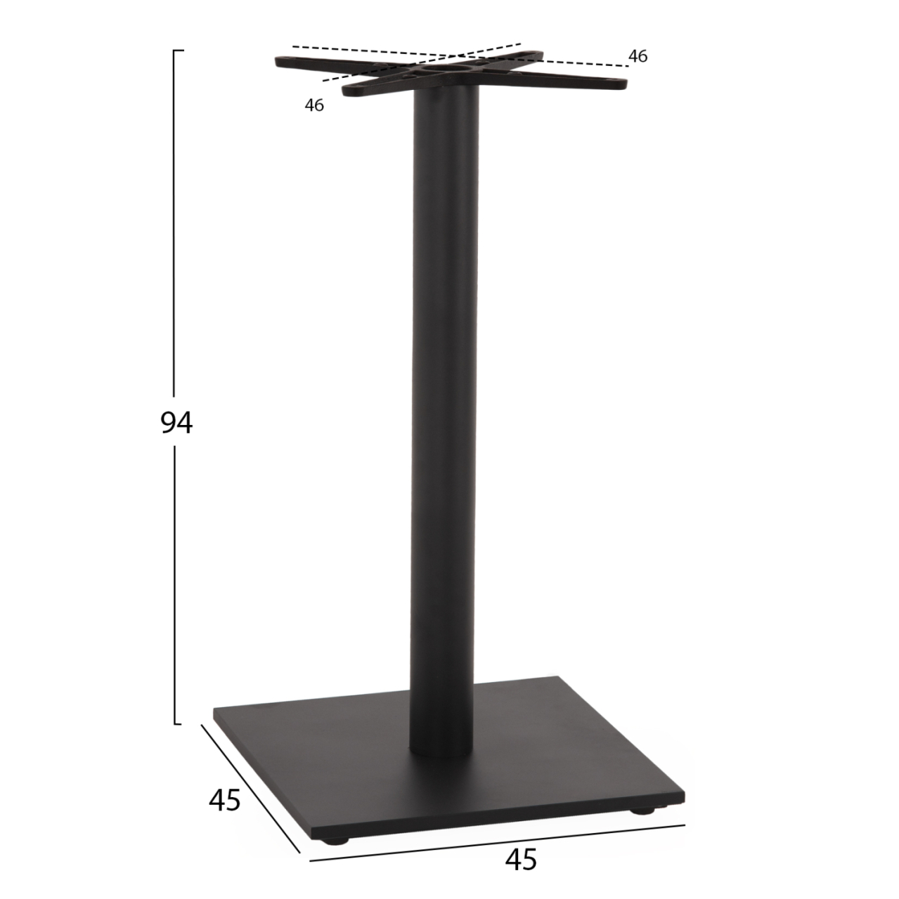 BASE FOR BAR TABLE HM474.20 MEDIUM HEIGHT-MATTE GREY METAL-HEIGHT ADJUSTERS-CROSS 46Χ46cm 45Χ45Χ94Hcm [2]