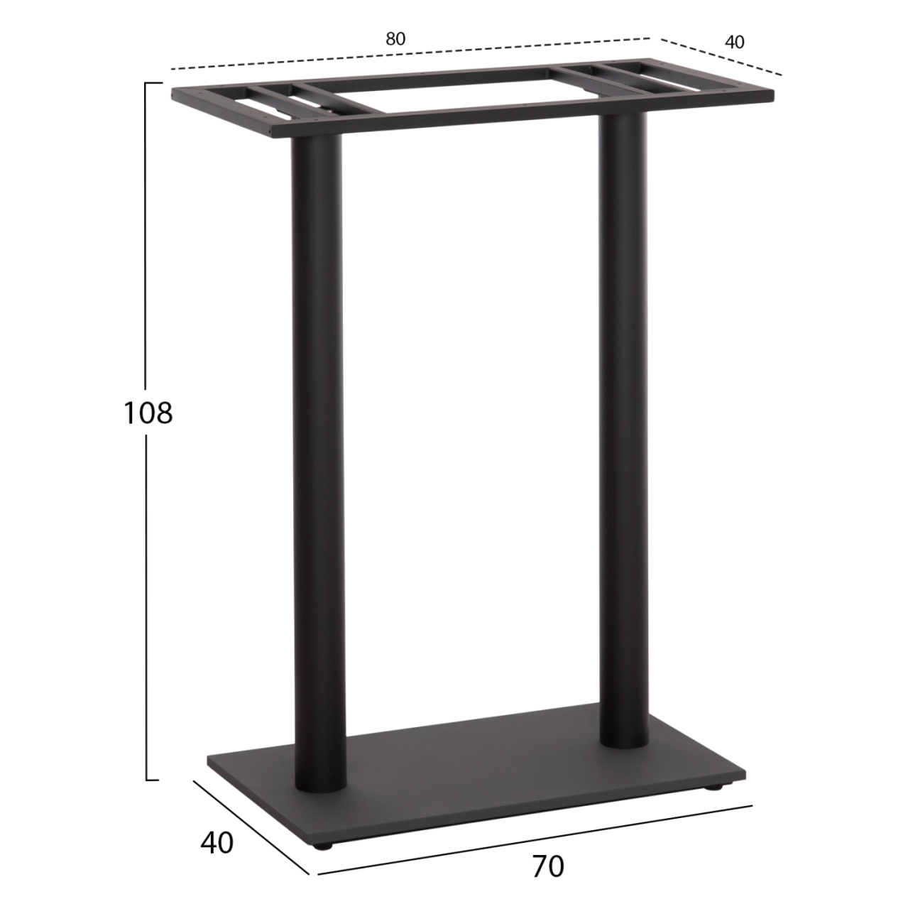 BASE FOR BAR TABLE HM480.01 TWO LEGS-METAL IN BLACK COLOR 80x40x108Hcm. [2]