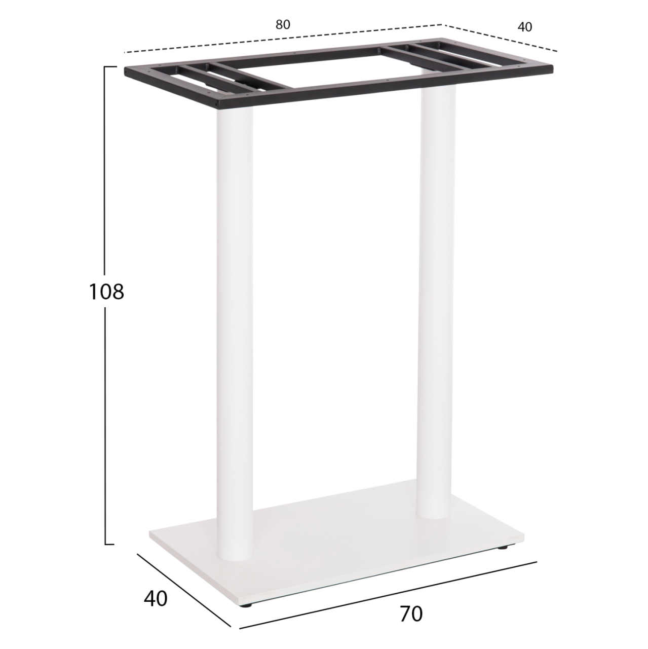 BASE FOR BAR TABLE HM480.02 TWO LEGS-METAL IN WHITE MATTE COLOR 80x40x108Hcm. [2]
