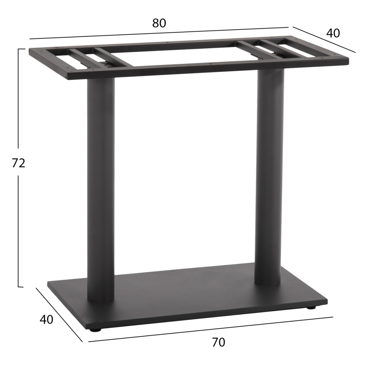 BASE FOR TABLE HM435.20 METAL DOUBLE IN MATTE GREY WITH HEIGHT ADJUSTERS 80Χ40Χ72Hcm. [2]