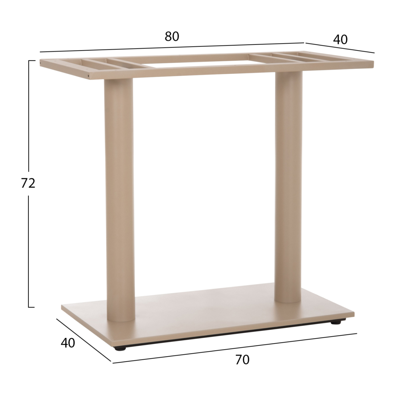 BASE FOR TABLE HM435.25 METAL DOUBLE IN MATTE CAPPUCCINO WITH HEIGHT ADJUSTERS 80Χ40Χ72Hcm. [2]
