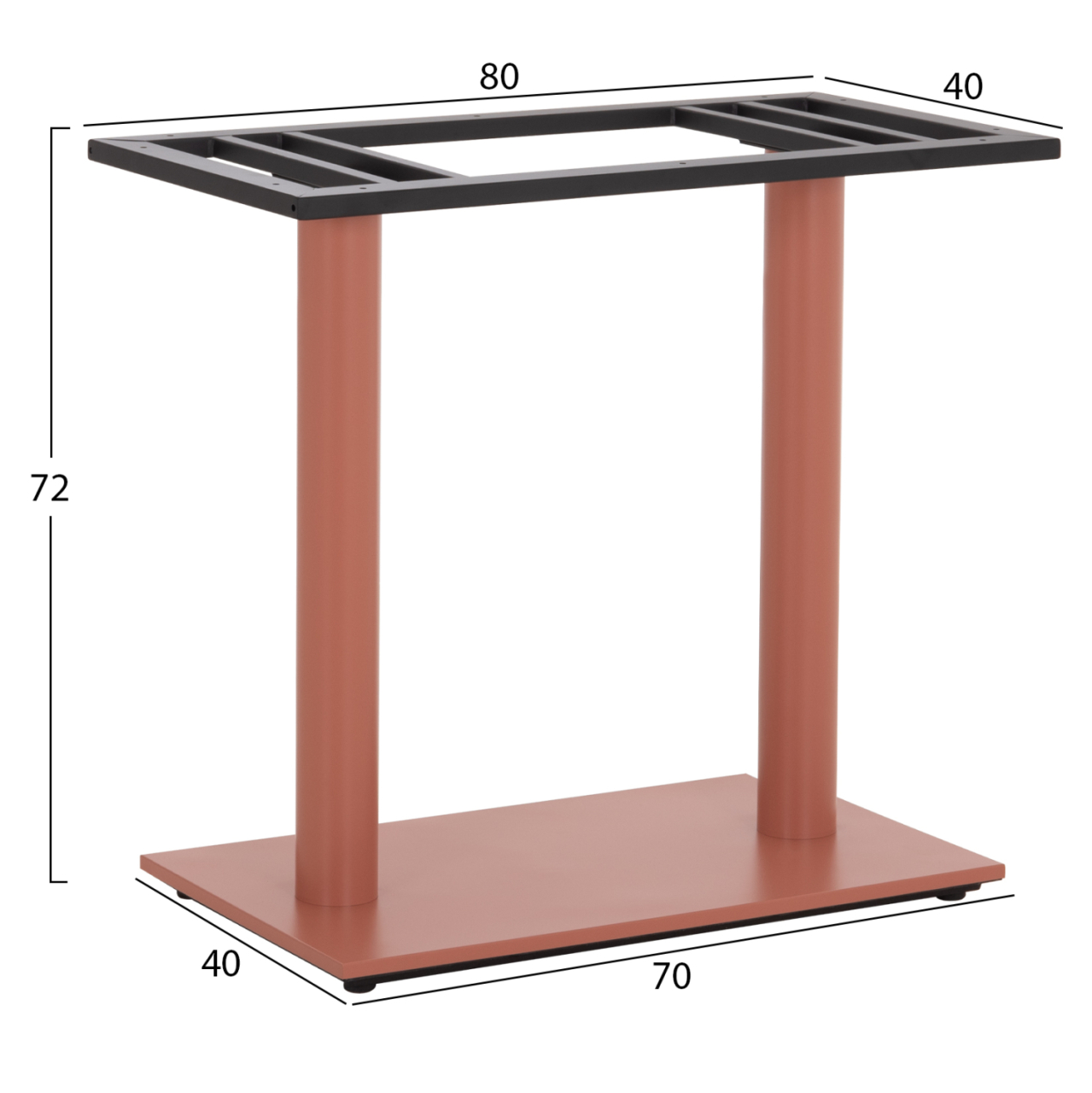 BASE FOR TABLE HM435.27 METAL DOUBLE IN TERRACOTTA COLOR WITH HEIGHT ADJUSTERS 80Χ40Χ72Hcm. [2]