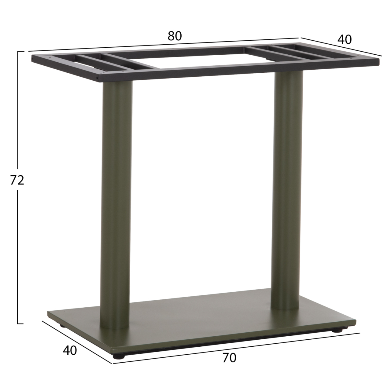 BASE FOR TABLE HM435.28 METAL DOUBLE IN GREEN WITH HEIGHT ADJUSTERS 80Χ40Χ72Hcm. [2]