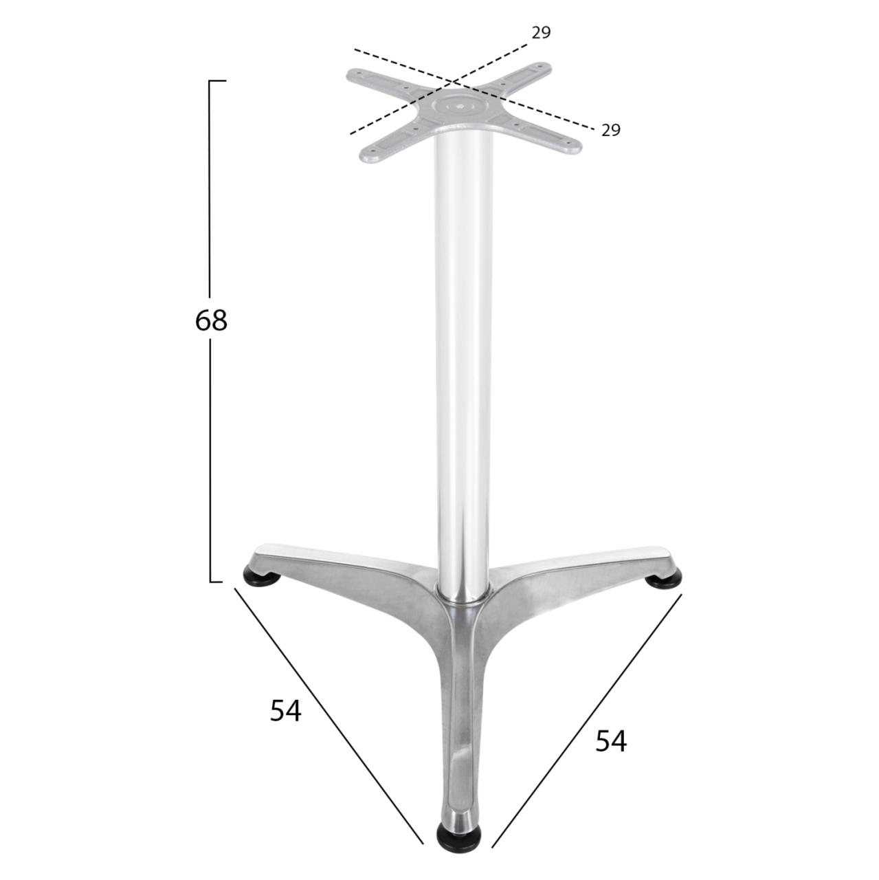 BASE FOR TABLE HM449.01 ALUMINUM IN CHROME CROSS 28,5x28,5cm.- LEG DIMENSIONS: 54x54x68Hcm. [2]