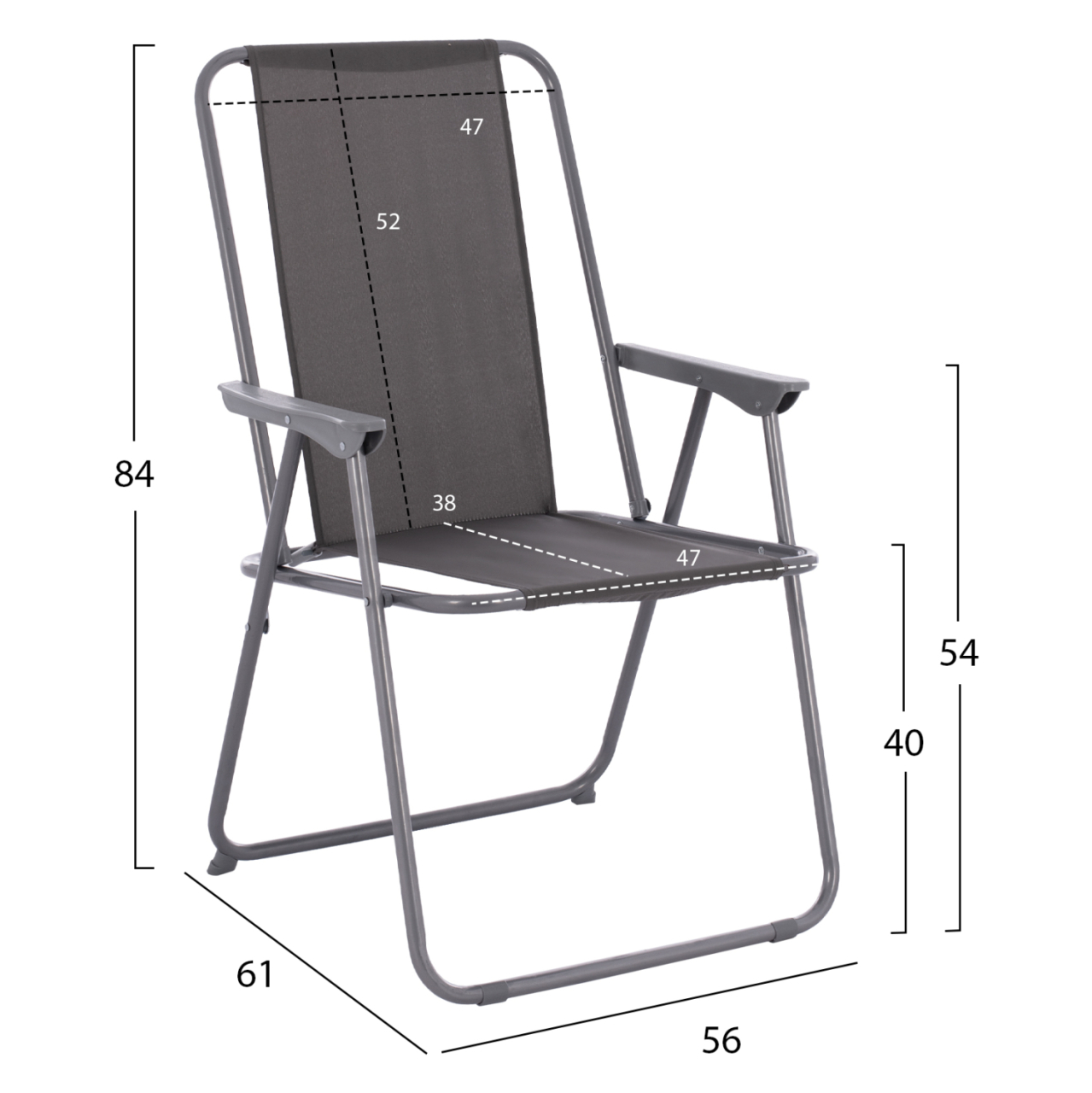 BEACH CHAIR HM5148.01, GREY FABRIC, METAL FRAME, HIGH BACK [2]