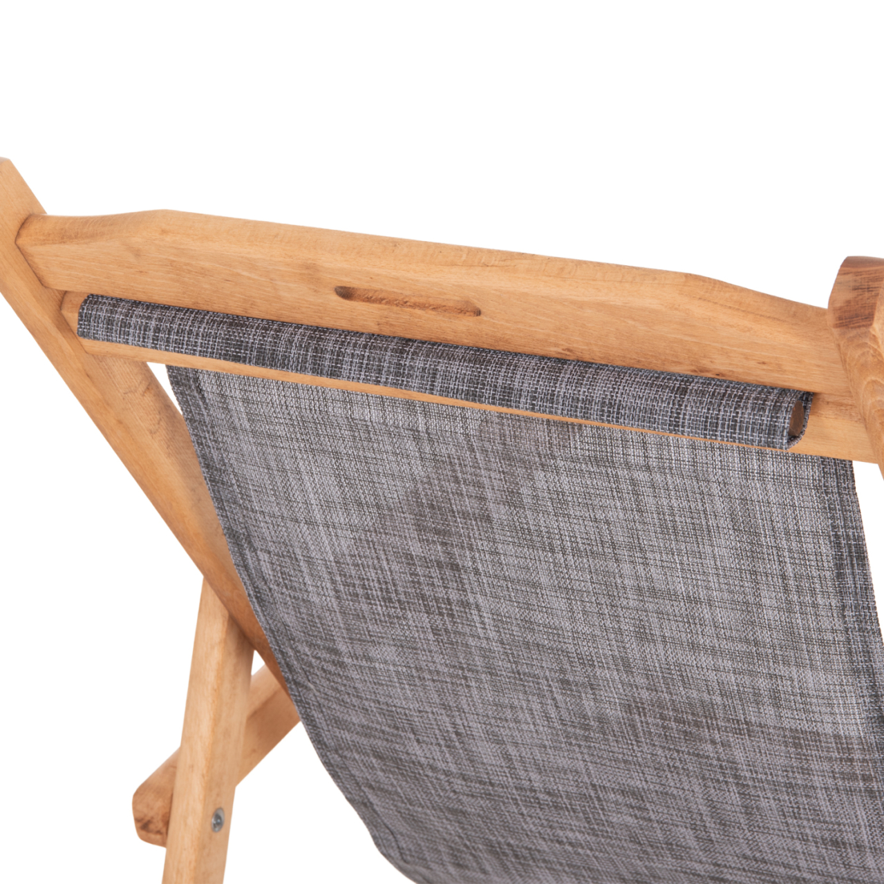 BEACH CHAIR WITH ARMS and GREY TEXTILENE LIMNOS HM11708.10T BEECH WOOD IN WALNUT 62.5x97x105Hcm. [10]