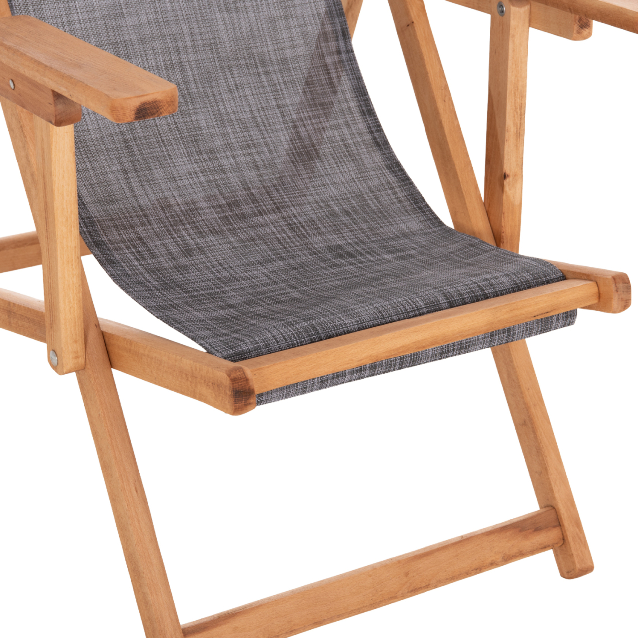 BEACH CHAIR WITH ARMS and GREY TEXTILENE LIMNOS HM11708.10T BEECH WOOD IN WALNUT 62.5x97x105Hcm. [8]
