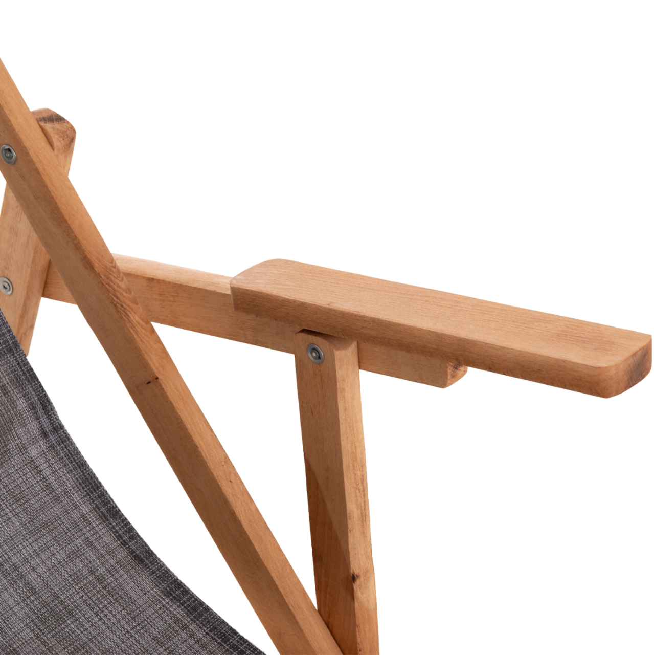 BEACH CHAIR WITH ARMS and GREY TEXTILENE LIMNOS HM11708.10T BEECH WOOD IN WALNUT 62.5x97x105Hcm. [9]