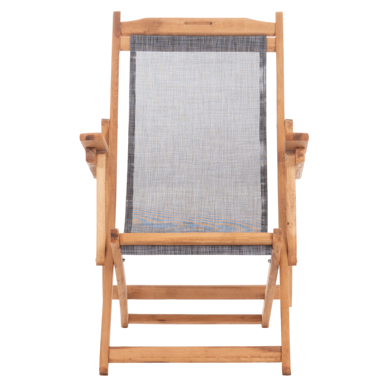 BEACH CHAIR WITH ARMS and GREY TEXTILENE LIMNOS HM11708.10T BEECH WOOD IN WALNUT 62.5x97x105Hcm. [3]