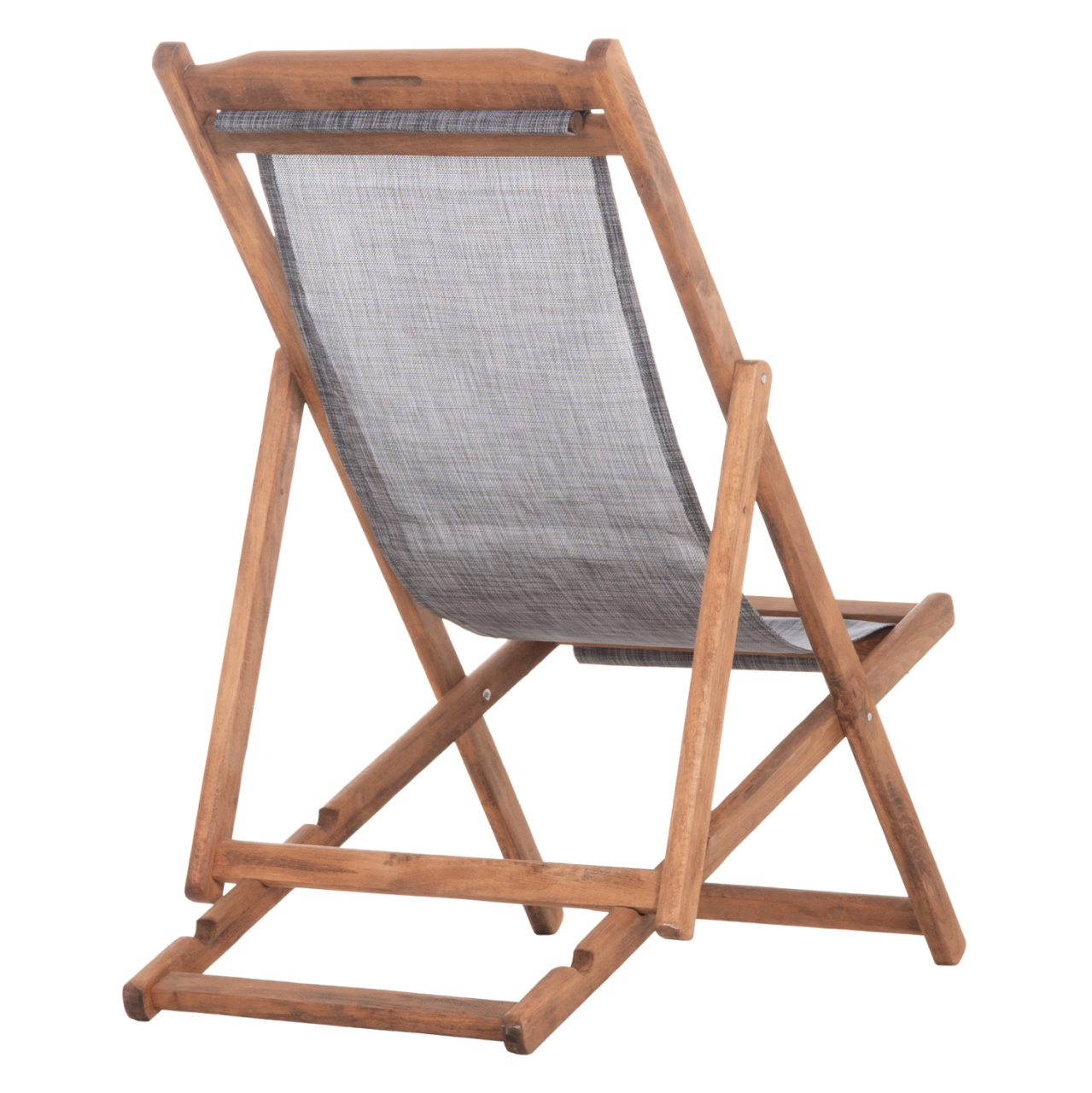 BEACH CHAIR WITH TEXTILENE FABRIC IN GREY LIMNOS HM11707.10T BEECH WOOD IN WALNUT 55.5x97x105H [6]