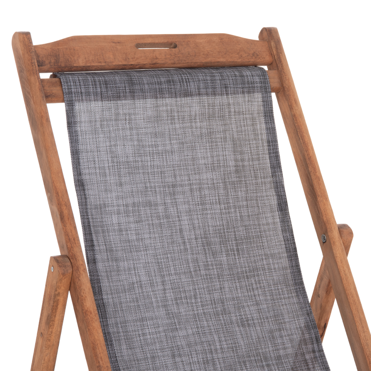 BEACH CHAIR WITH TEXTILENE FABRIC IN GREY LIMNOS HM11707.10T BEECH WOOD IN WALNUT 55.5x97x105H [8]